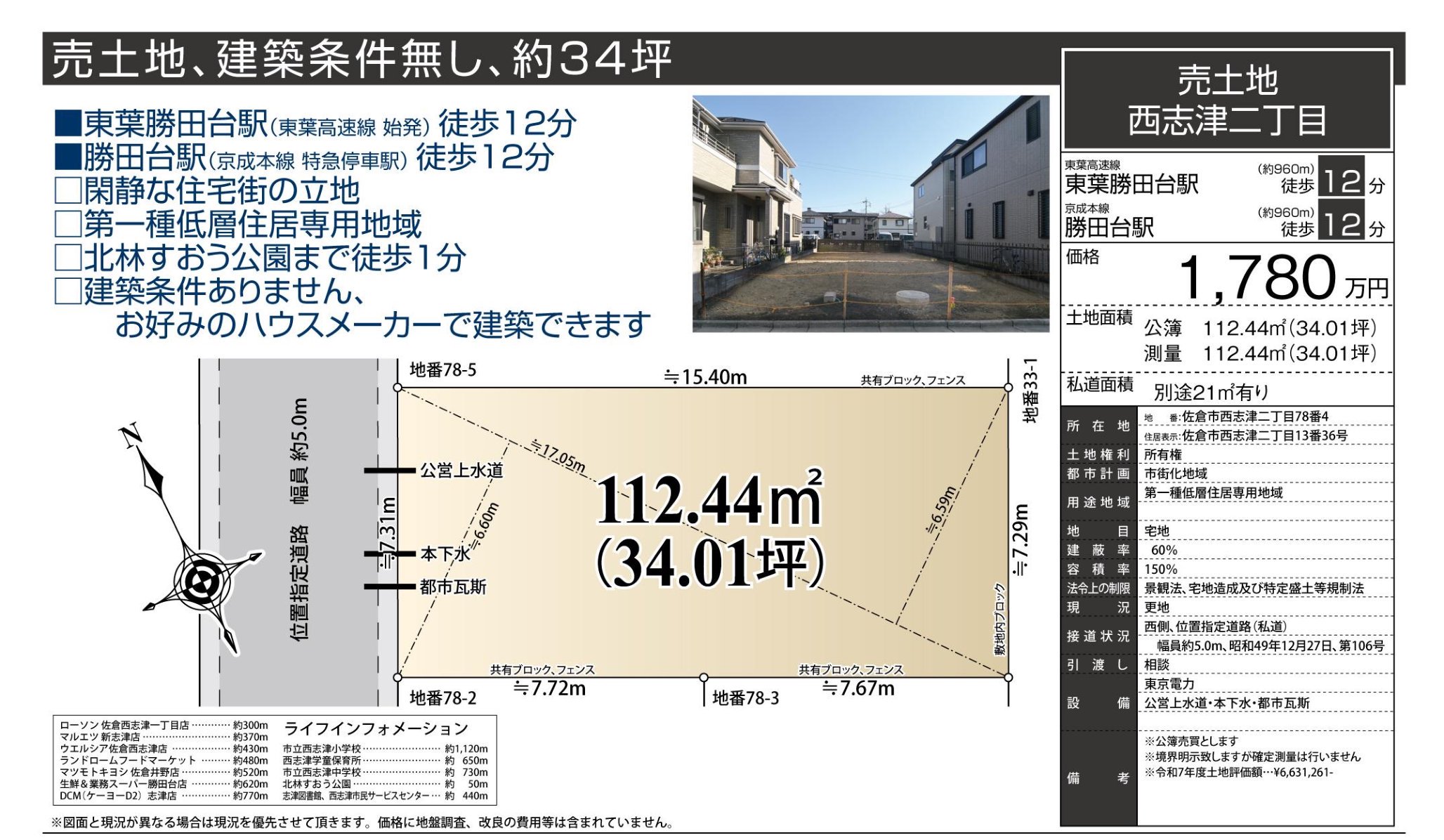 千葉県佐倉市西志津２丁目 売地 0