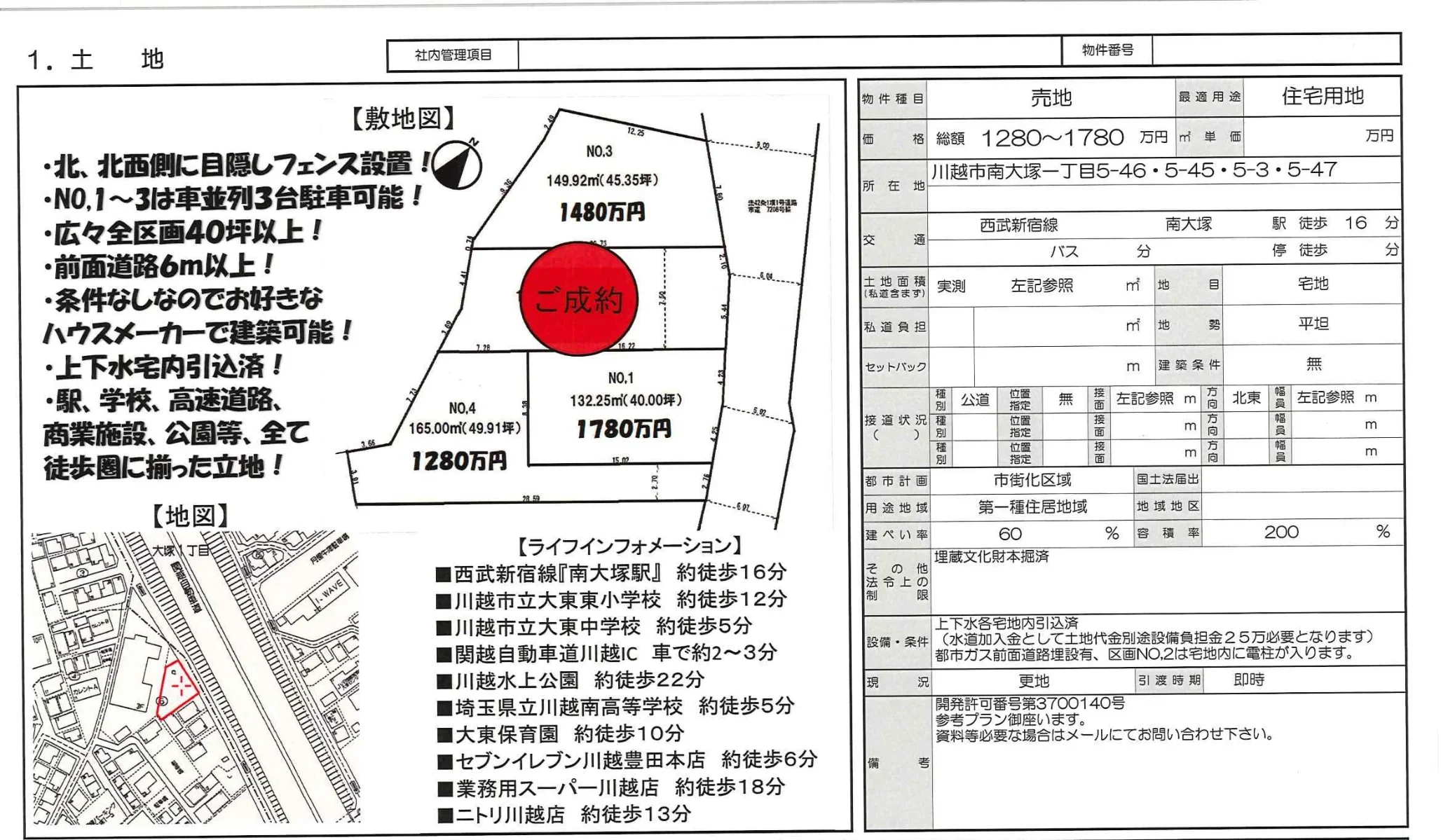 埼玉県川越市南大塚１丁目 売地 0