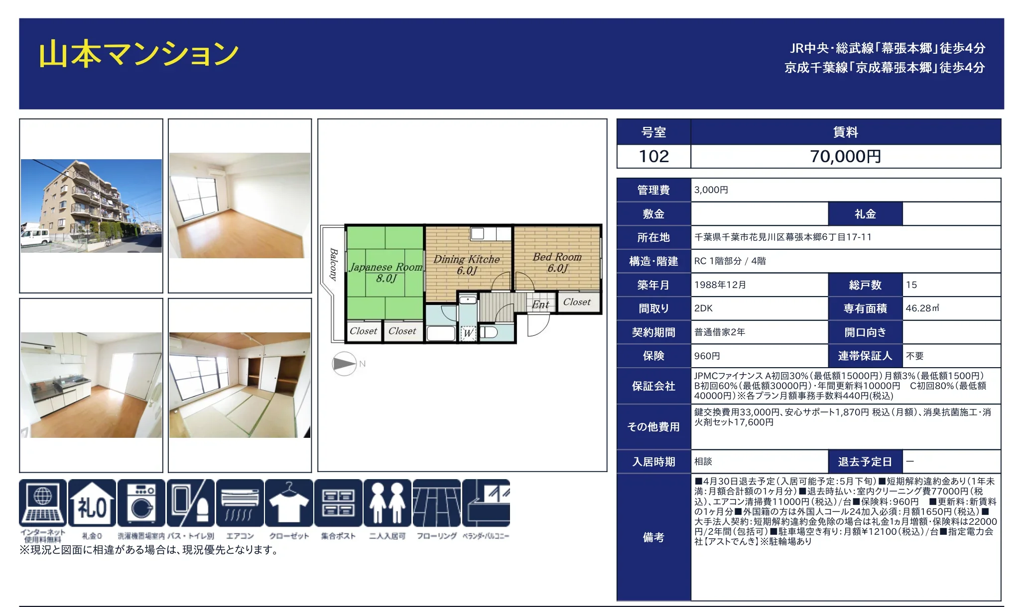 山本マンション 102号 0