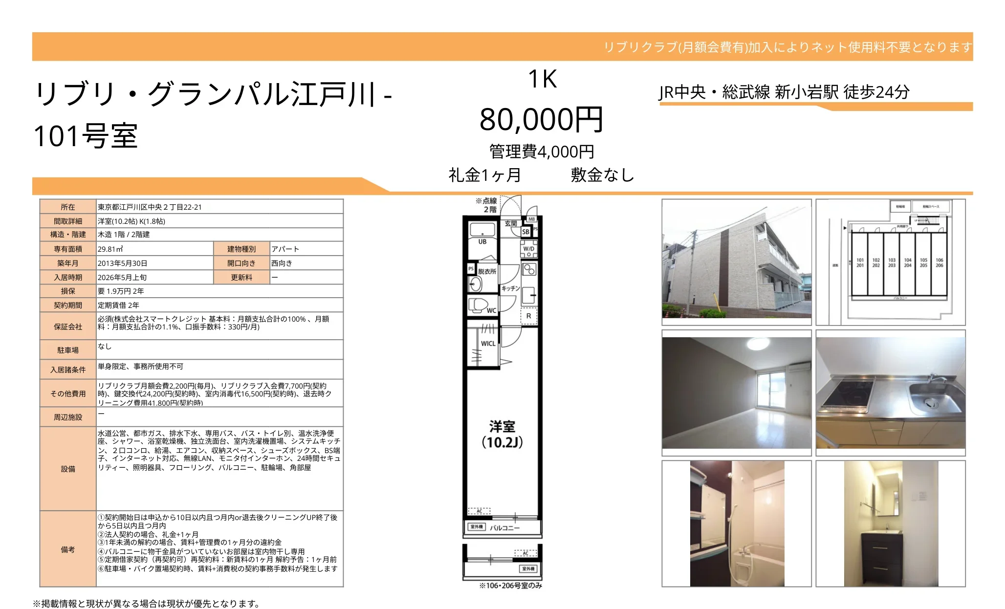 リブリ・グランパル江戸川 101号 0