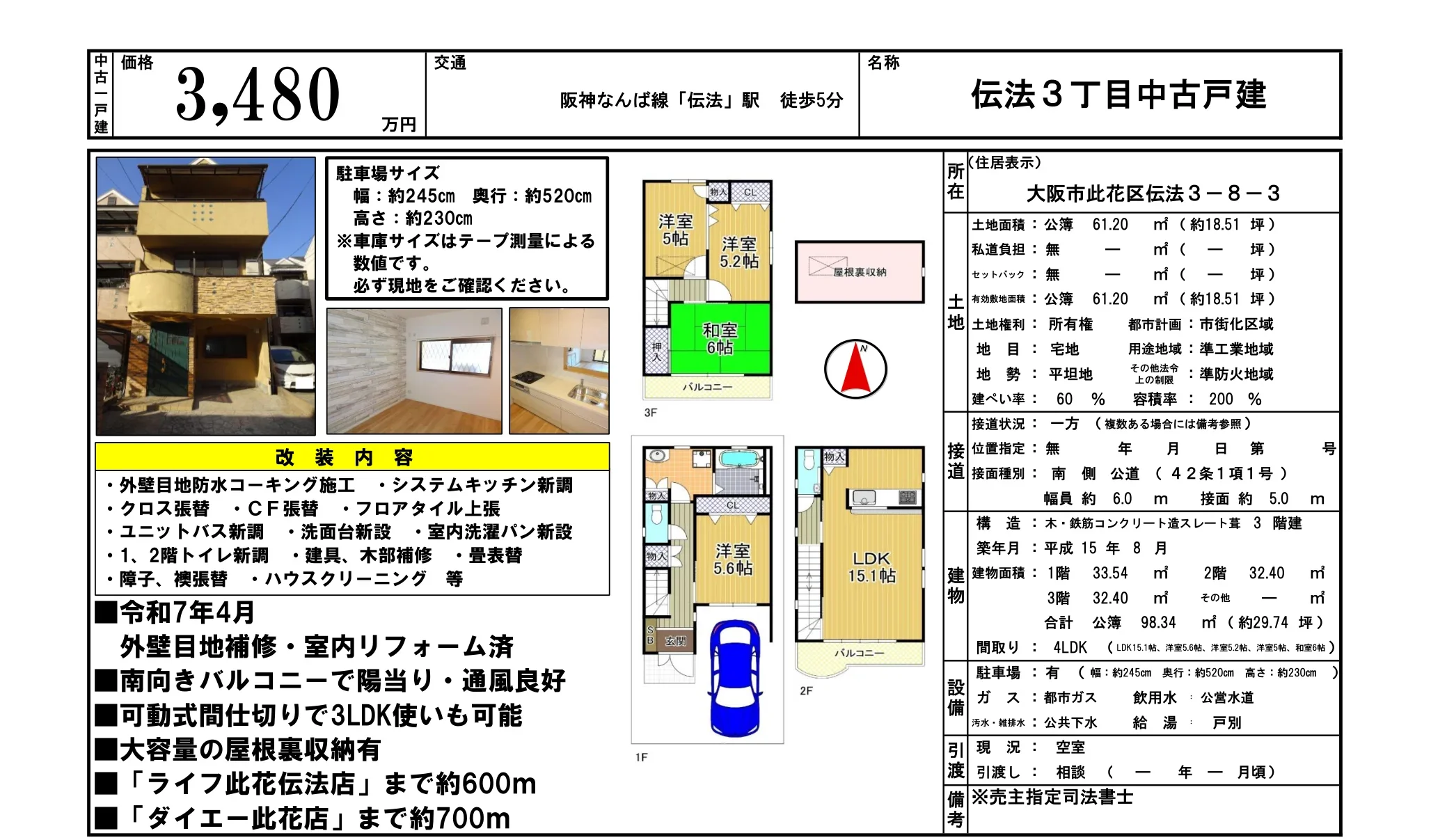 大阪府大阪市此花区伝法３丁目 0