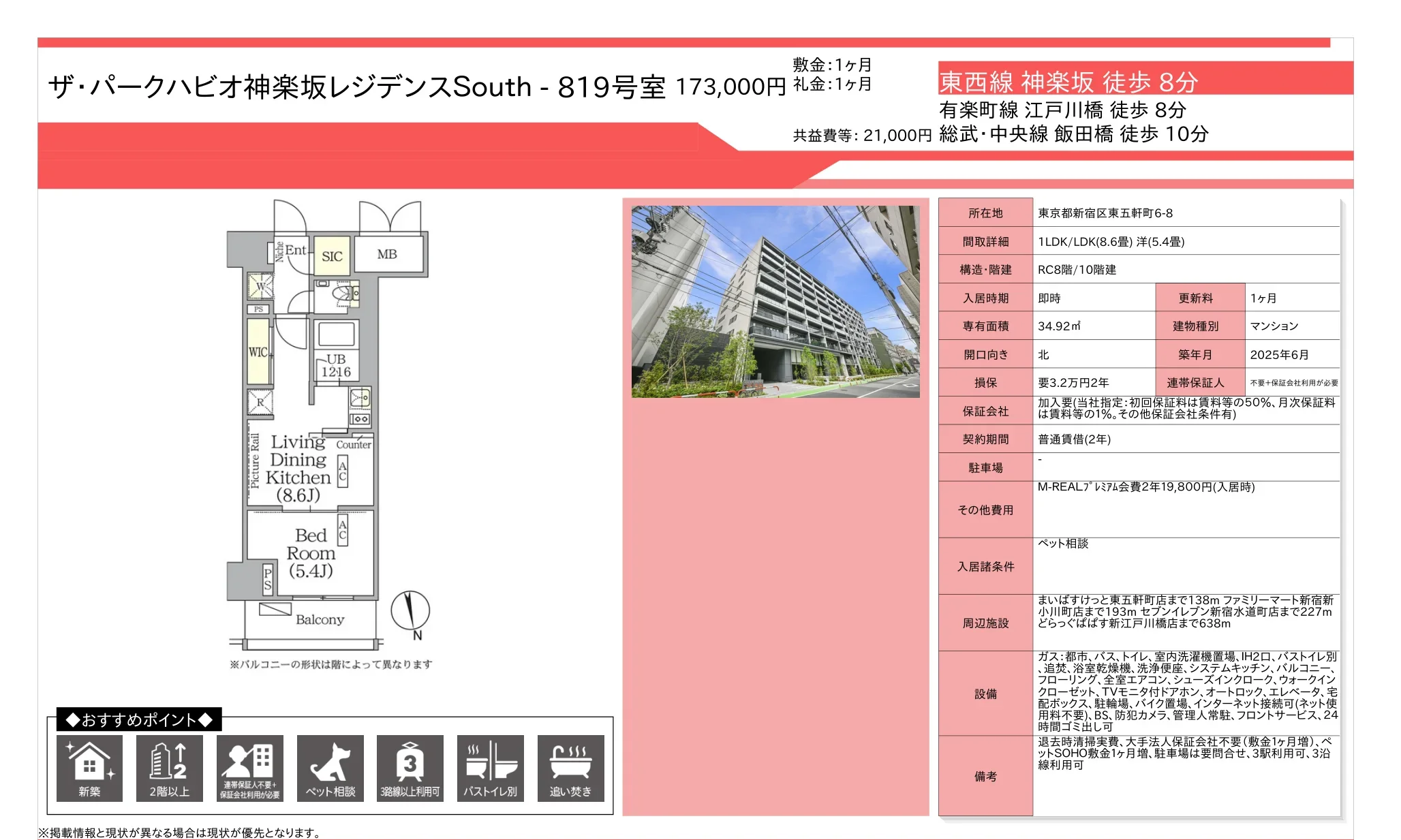 ザ・パークハビオ神楽坂レジデンスSouth-819号室 819号 0