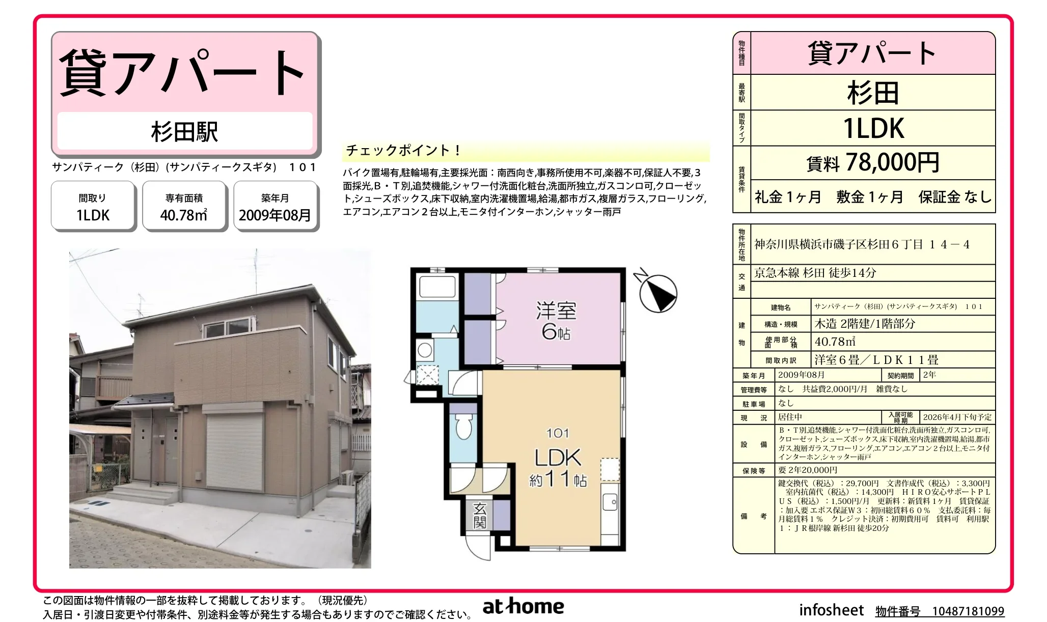 サンパティーク (杉田) 101号 0
