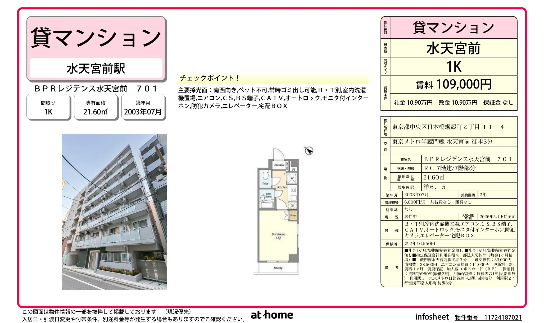 BPRレジデンス水天宮前 701 701 0