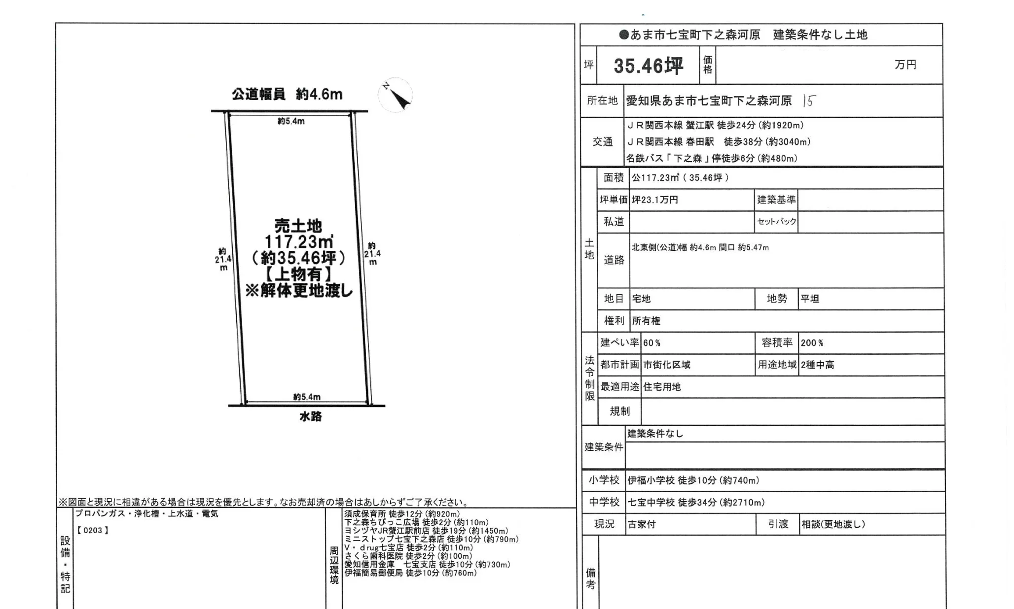 河原 建築条件なし土地 0