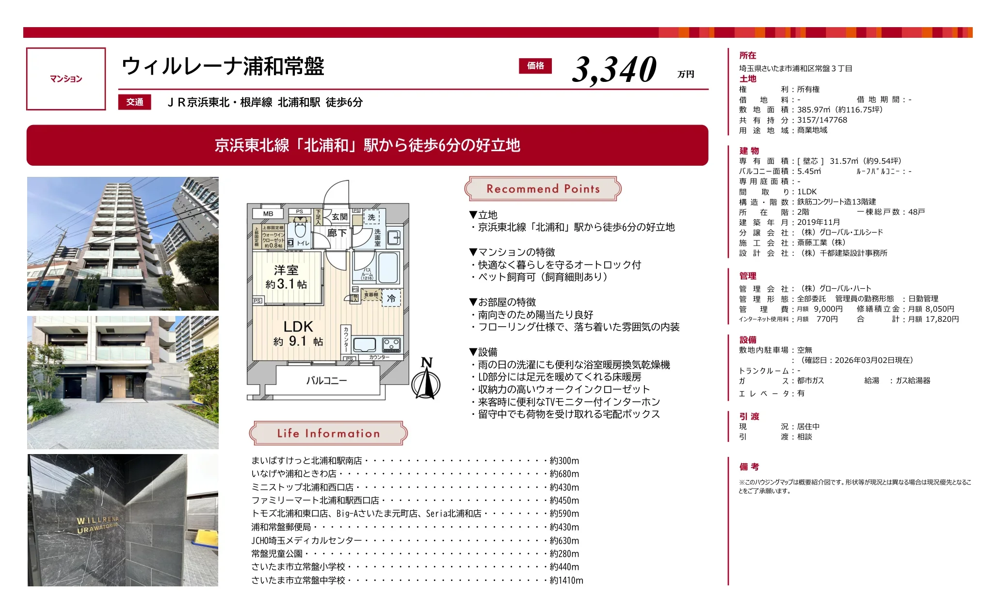 ウィルレーナ浦和常盤 2階 0