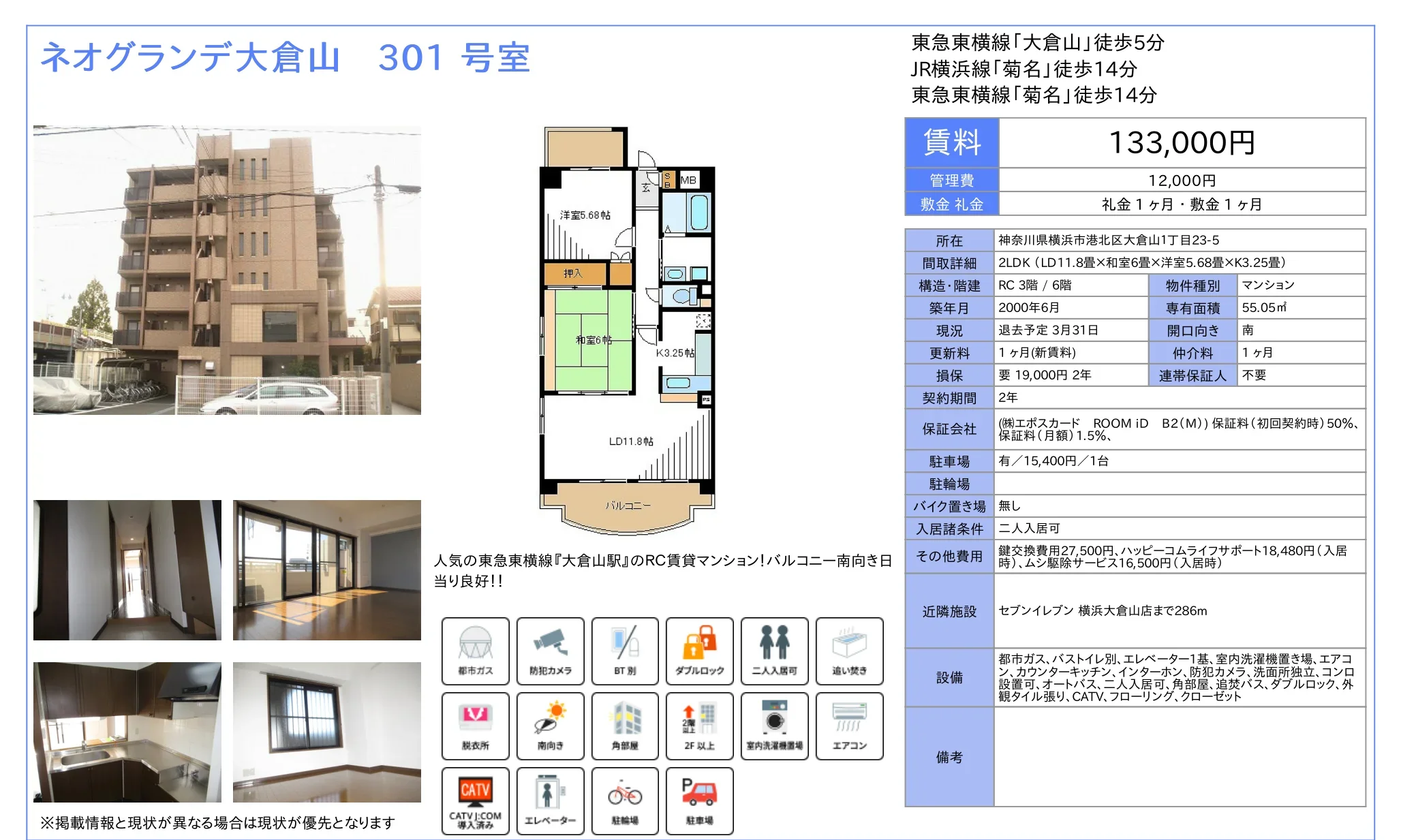 ネオグランデ大倉山 301 号室 301号 0