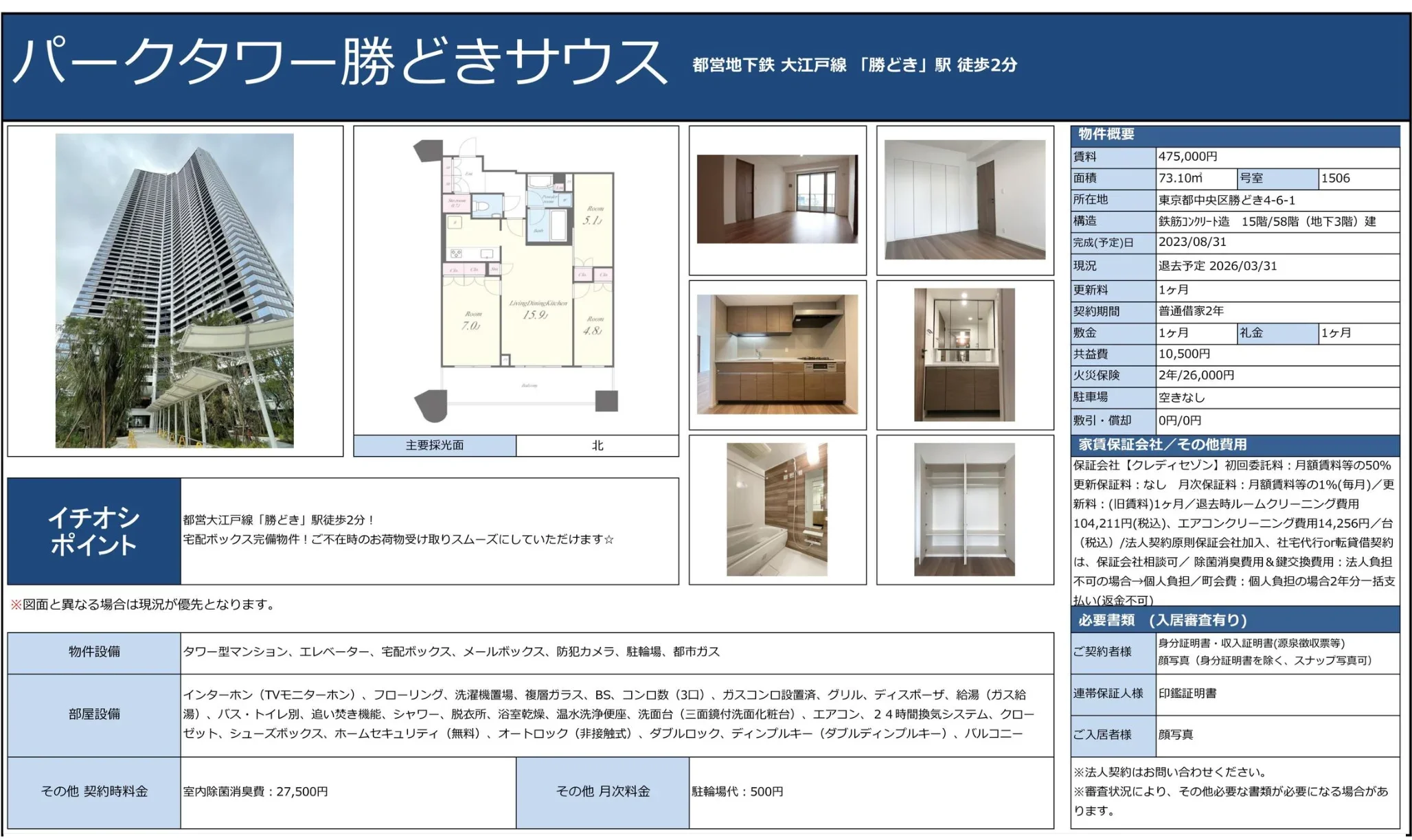 パークタワー勝どきサウス 1506号 0