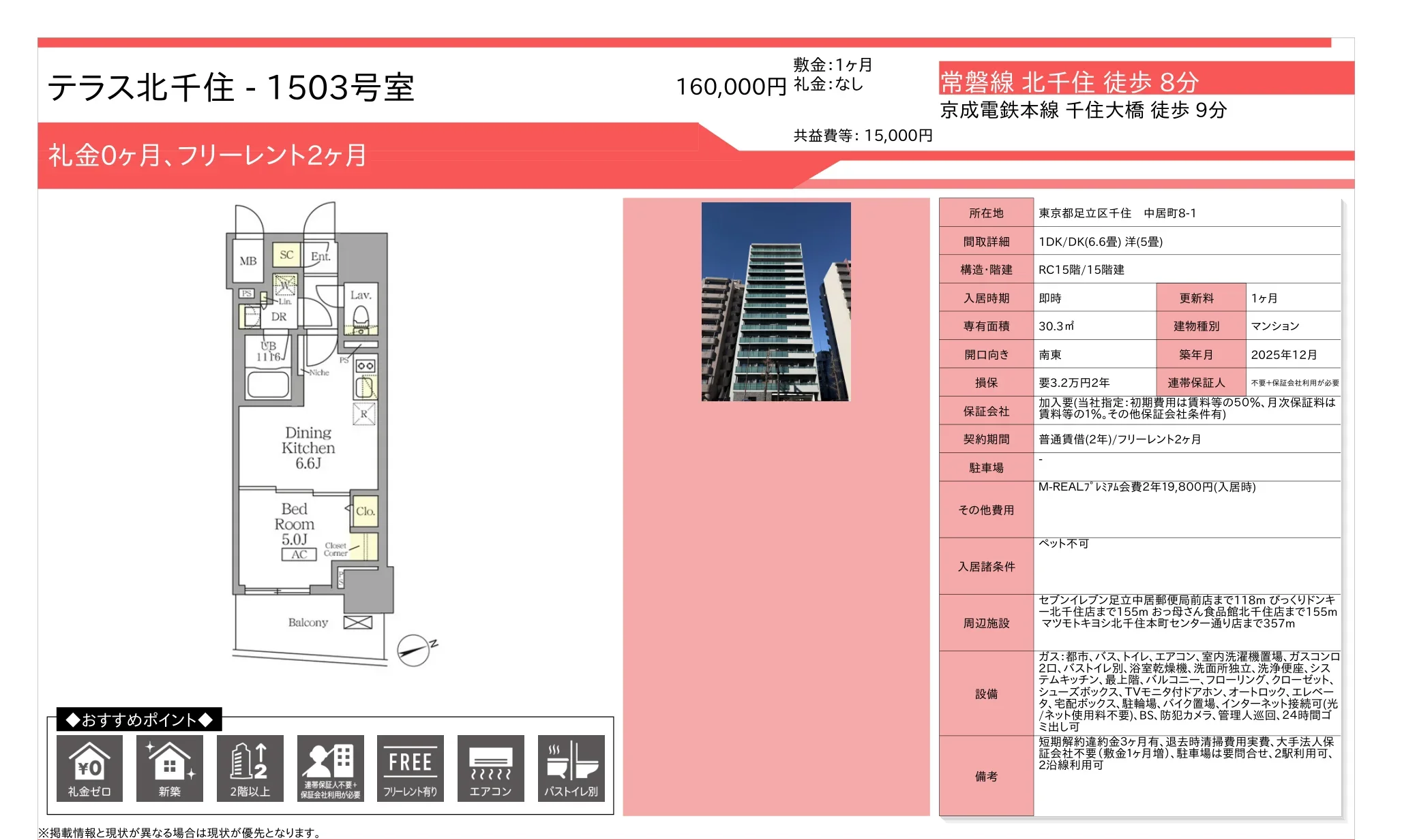 テラス北千住 1503号 0