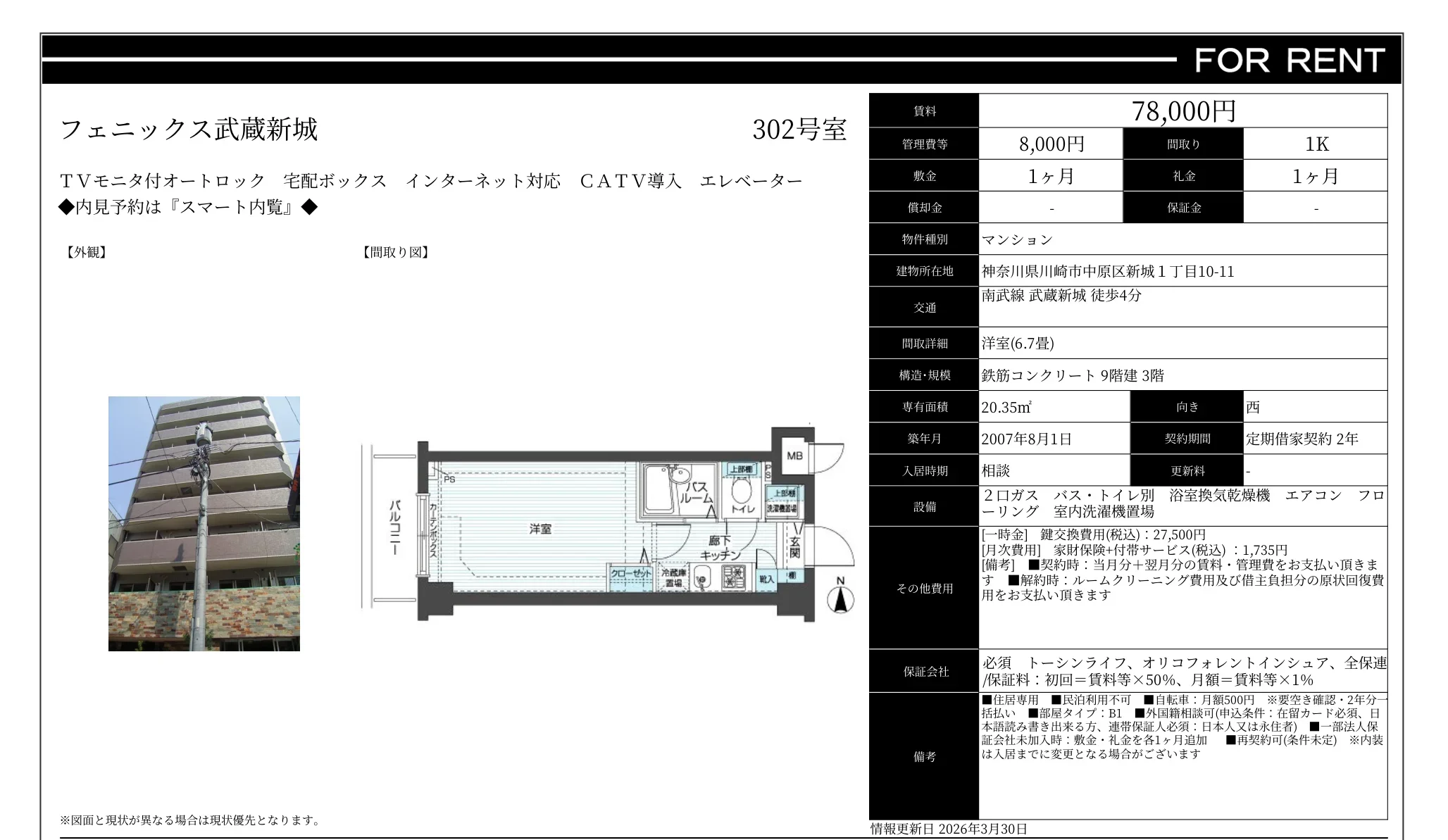 フェニックス武蔵新城 302号 0
