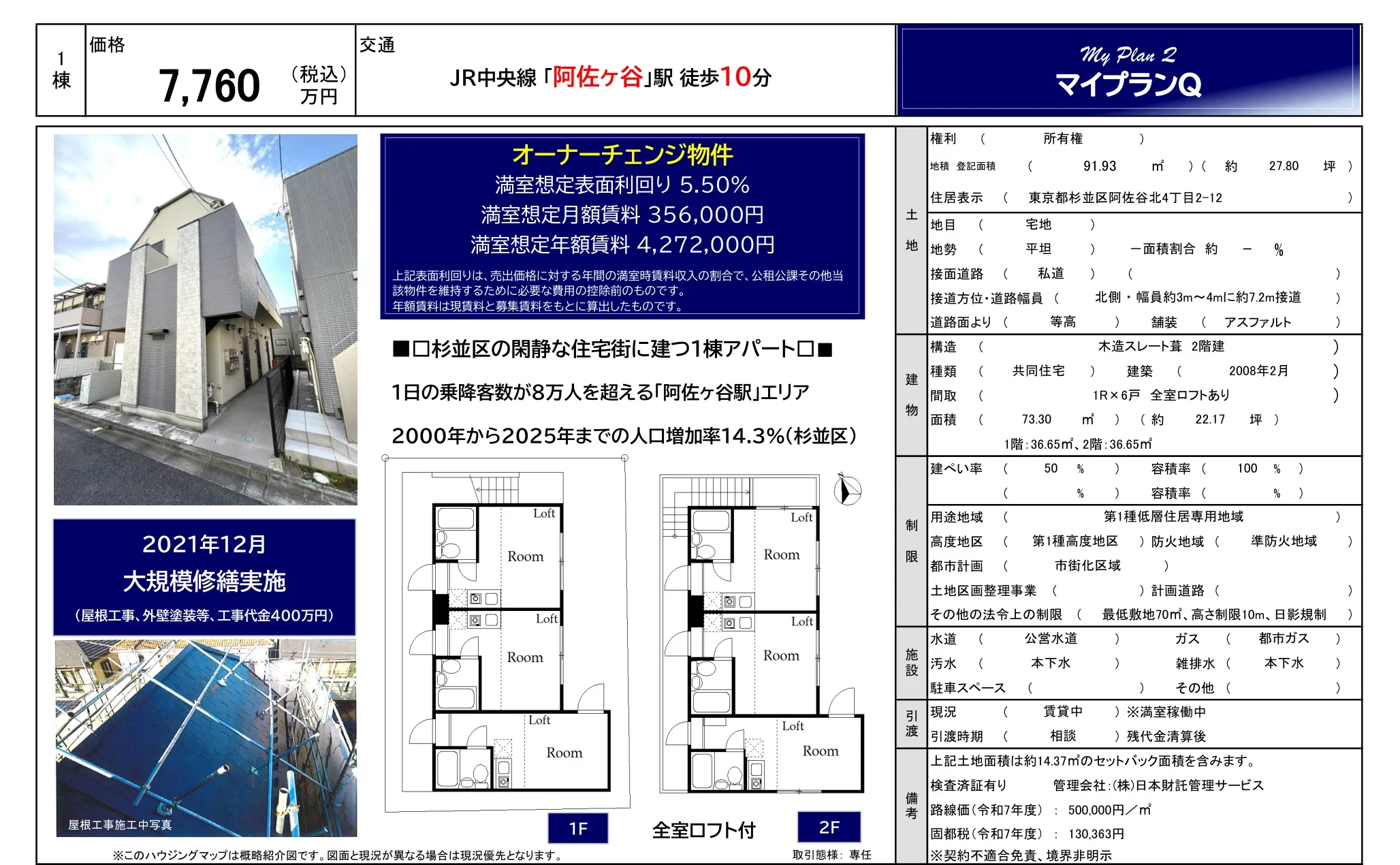 阿佐ヶ谷駅エリア 1棟アパート 0