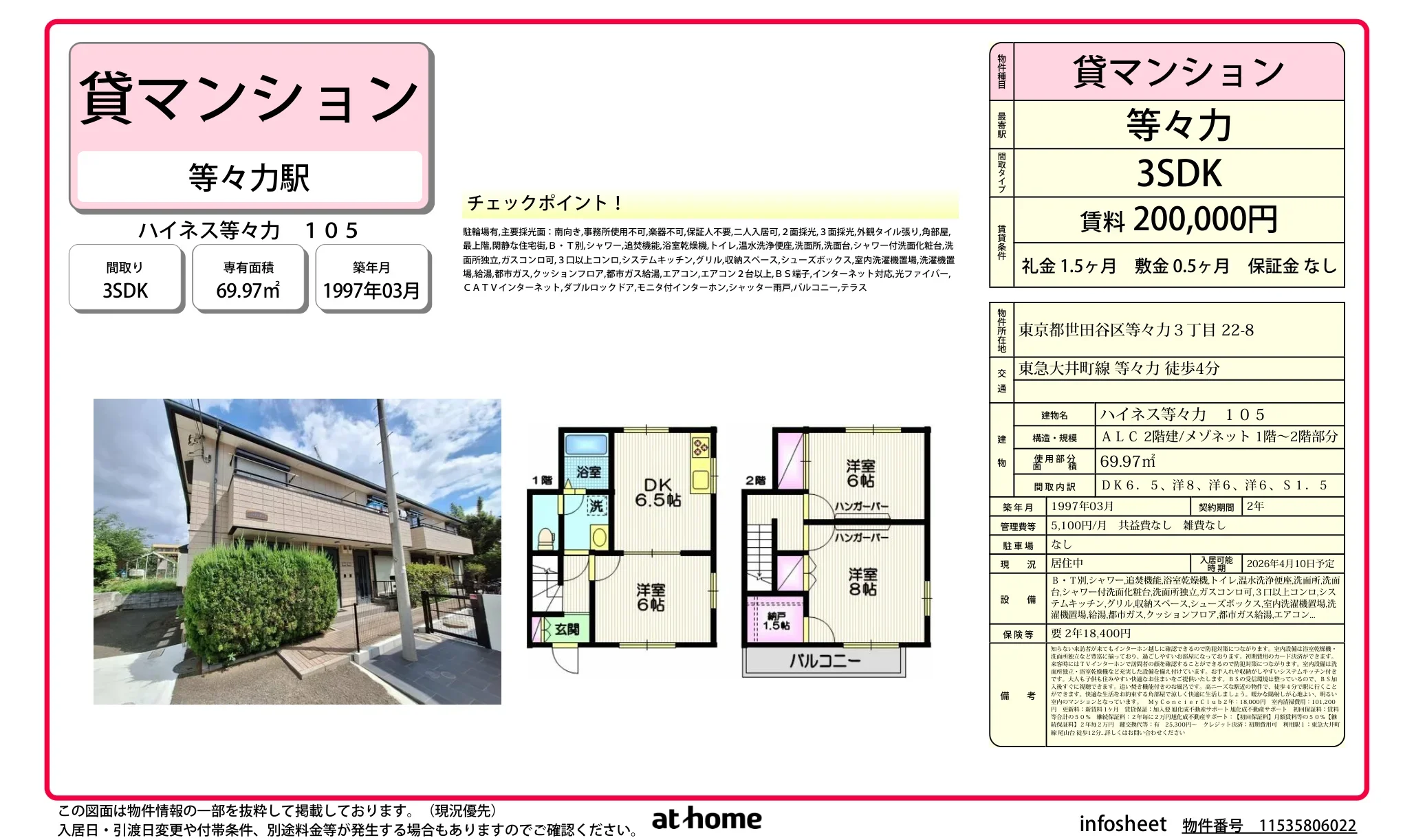 ハイネス等々力 105号 0