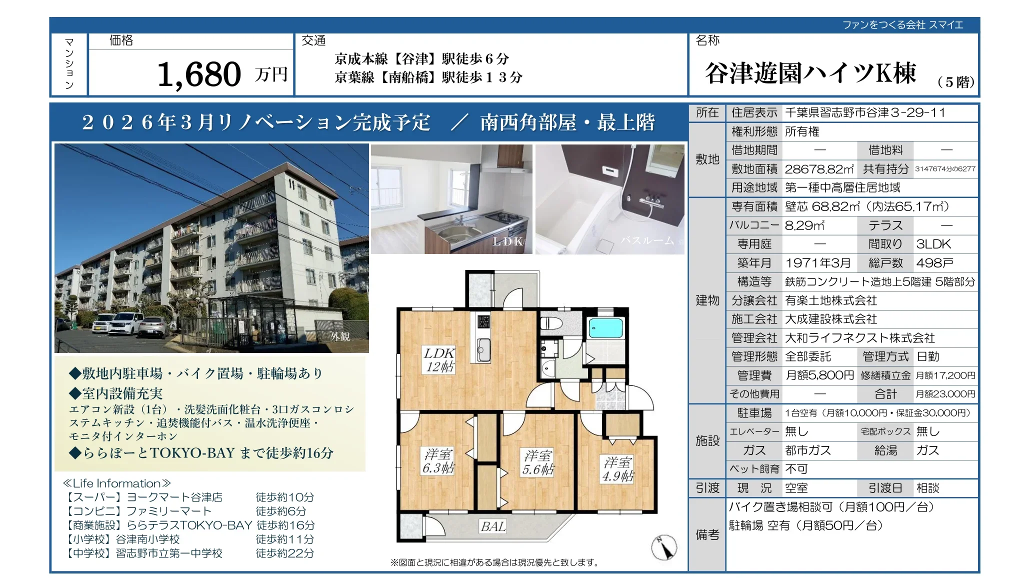 谷津遊園ハイツK棟 5号 0