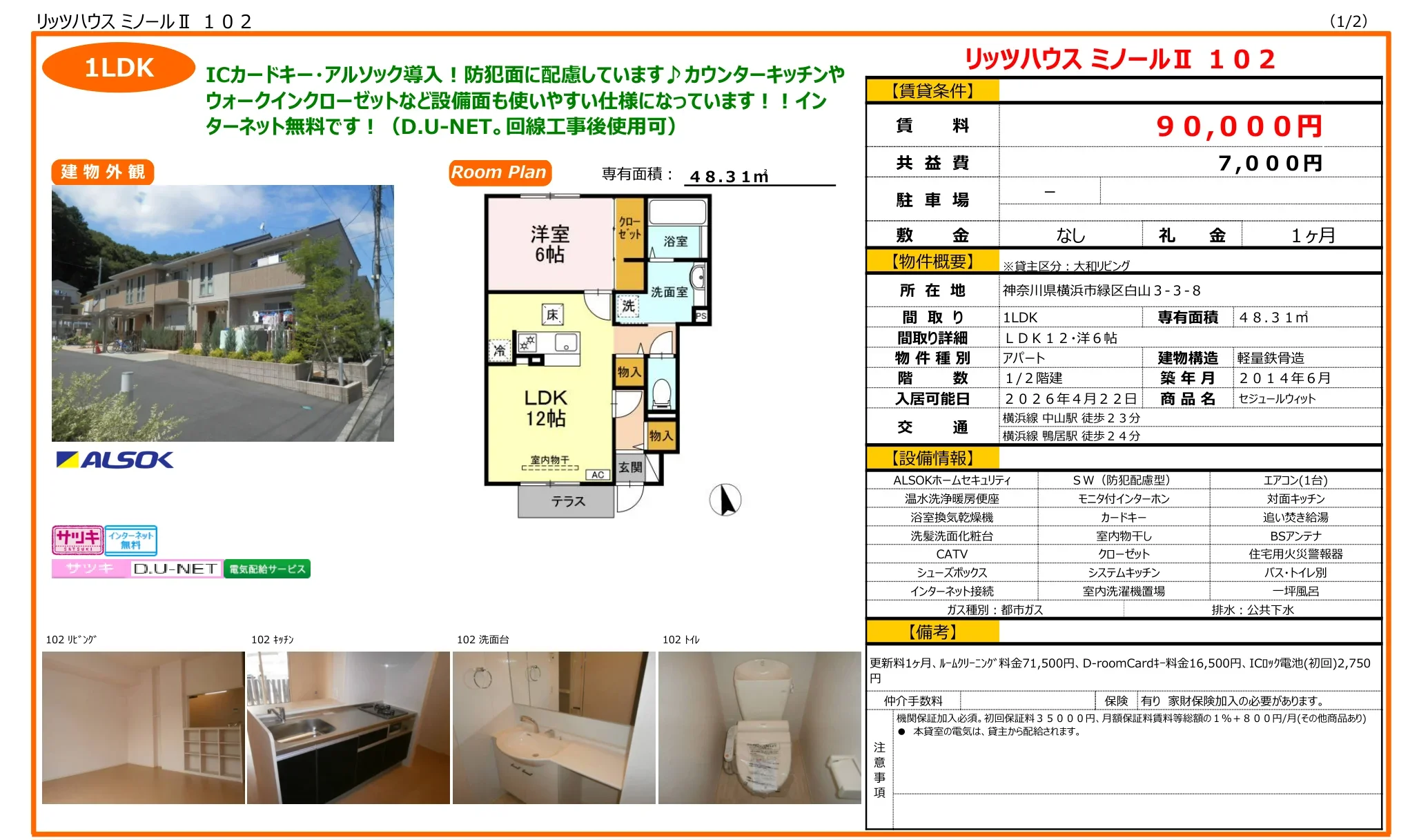 リッツハウス ミノールⅡ 102 102号 0