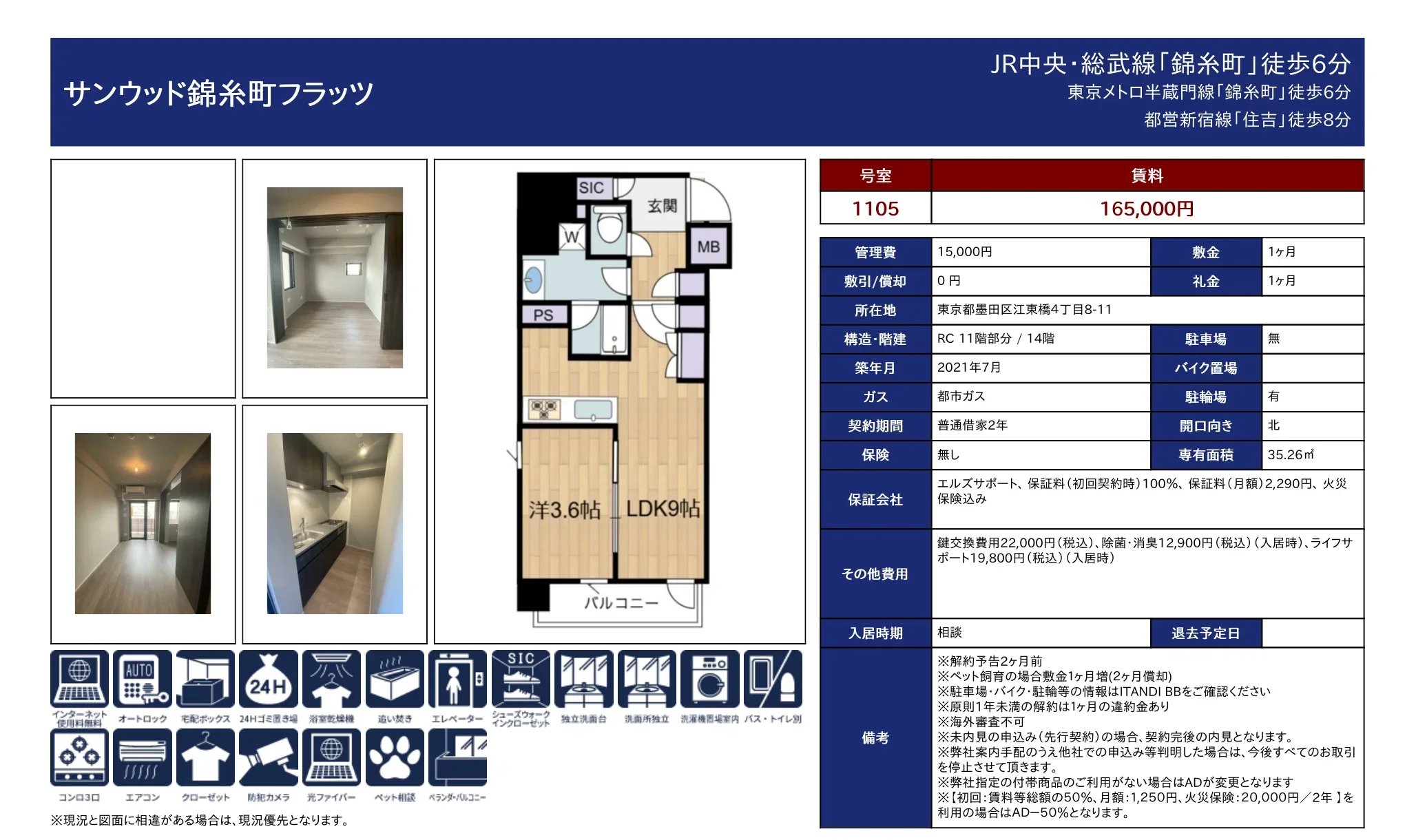 サンウッド錦糸町フラッツ 1105号 0