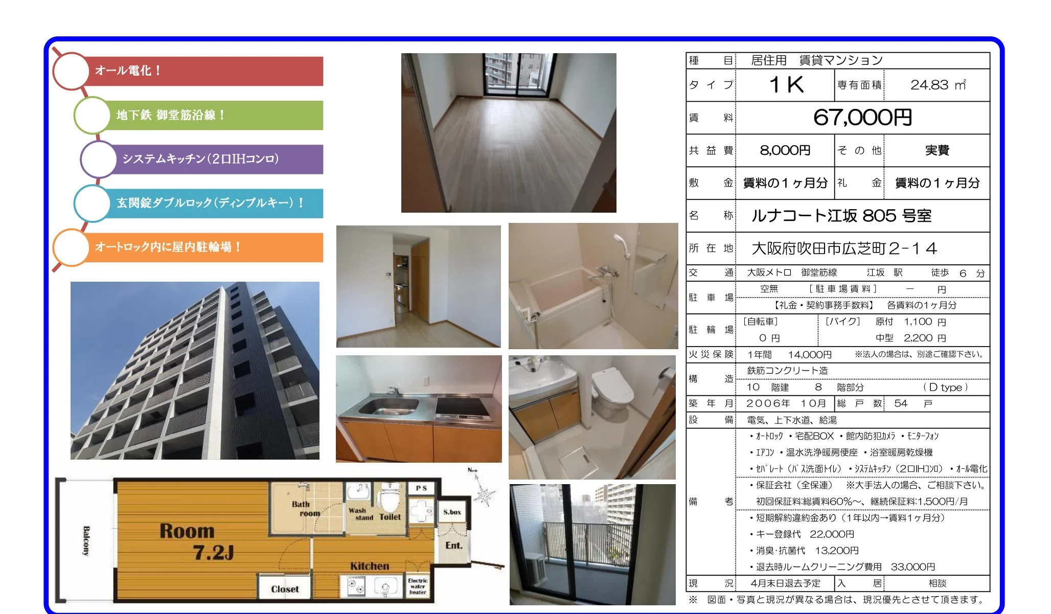 ルナコート江坂 805 号室 805号 0