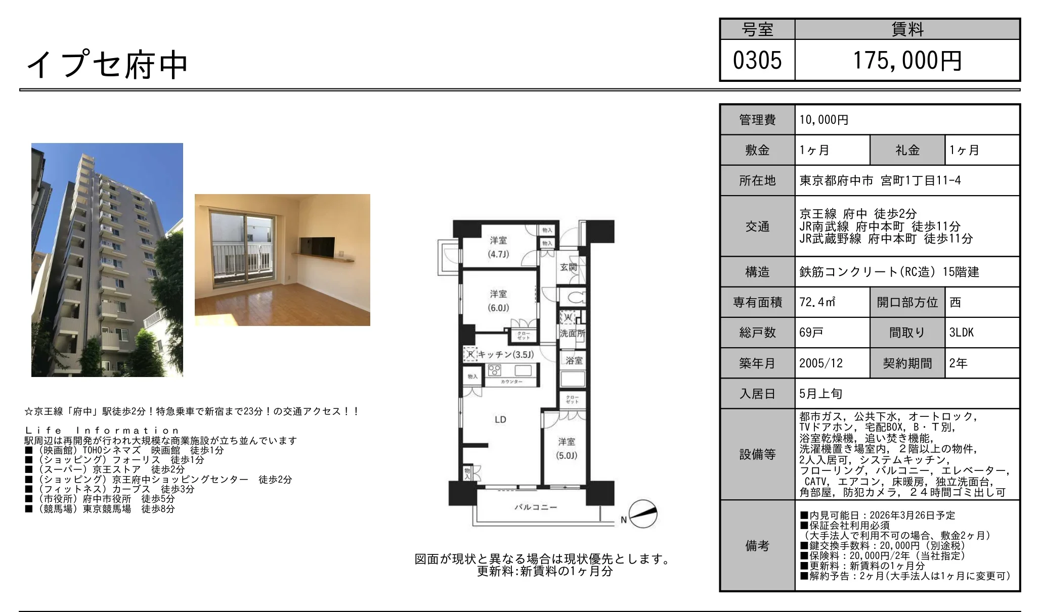 イプセ府中 0305号 0
