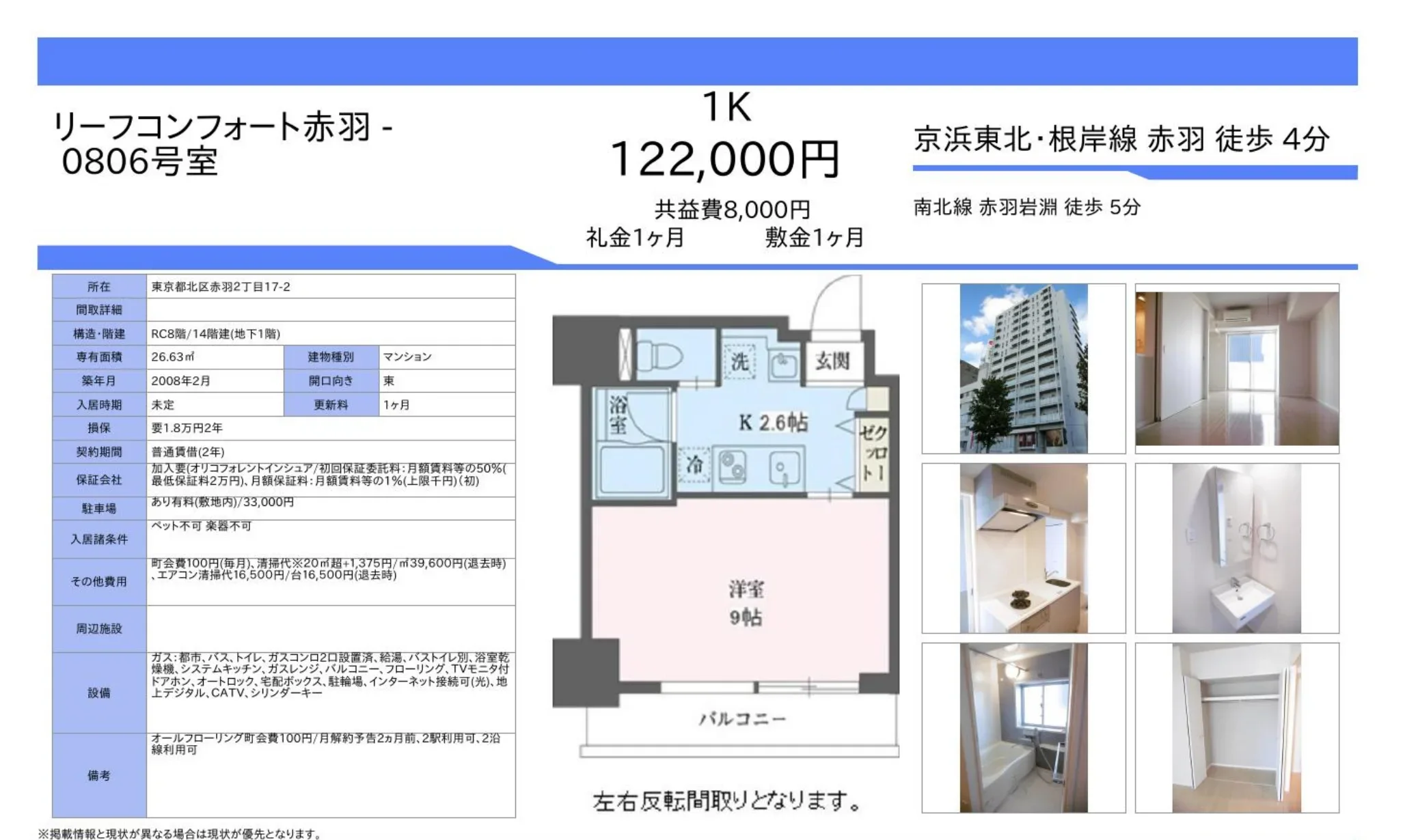 リーフコンフォート赤羽 0806号 0