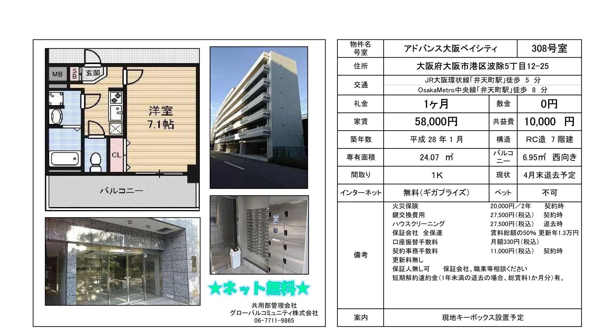 アドバンス大阪ベイシティ 308号 0