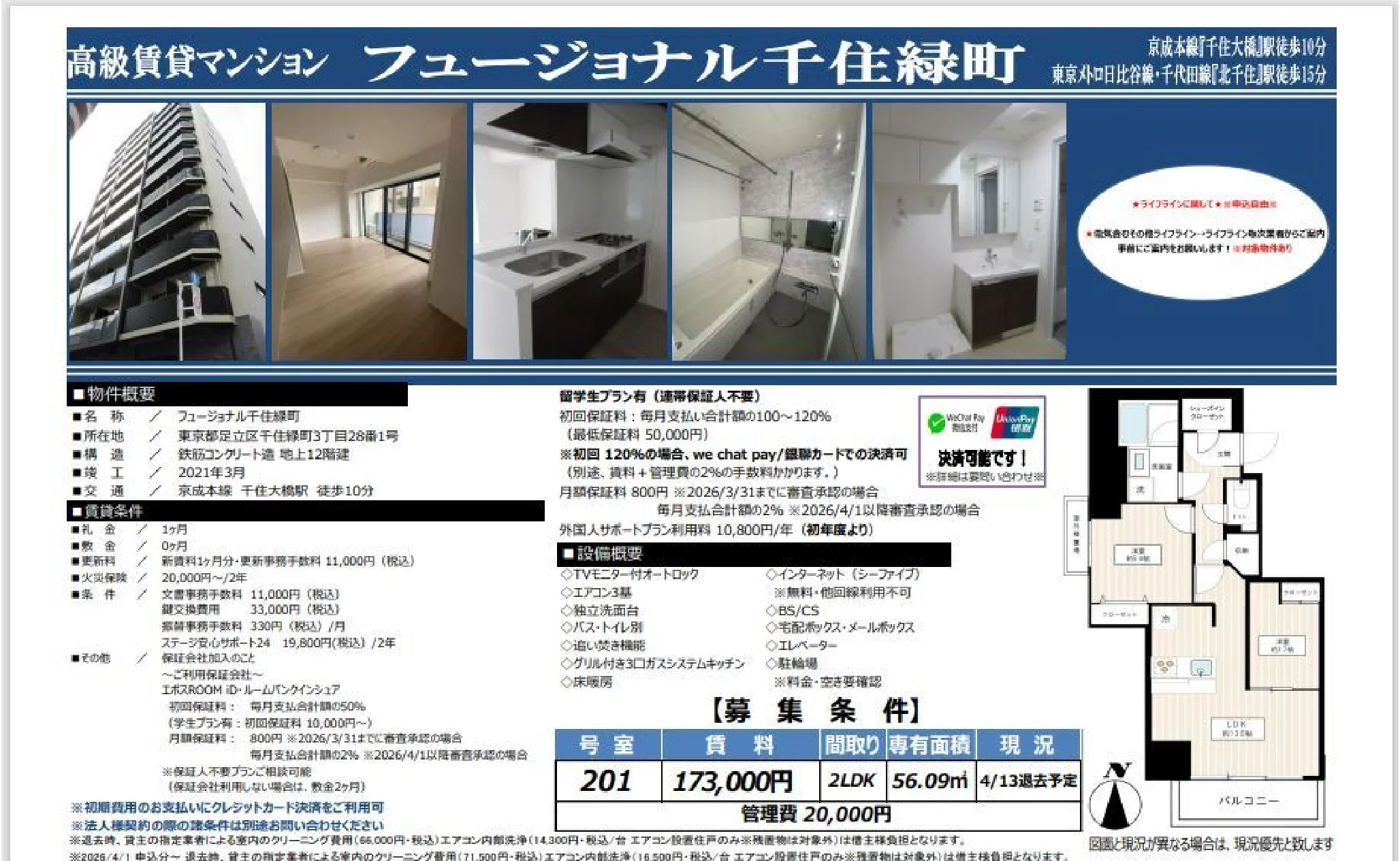 フュージョナル千住緑町 201号 0
