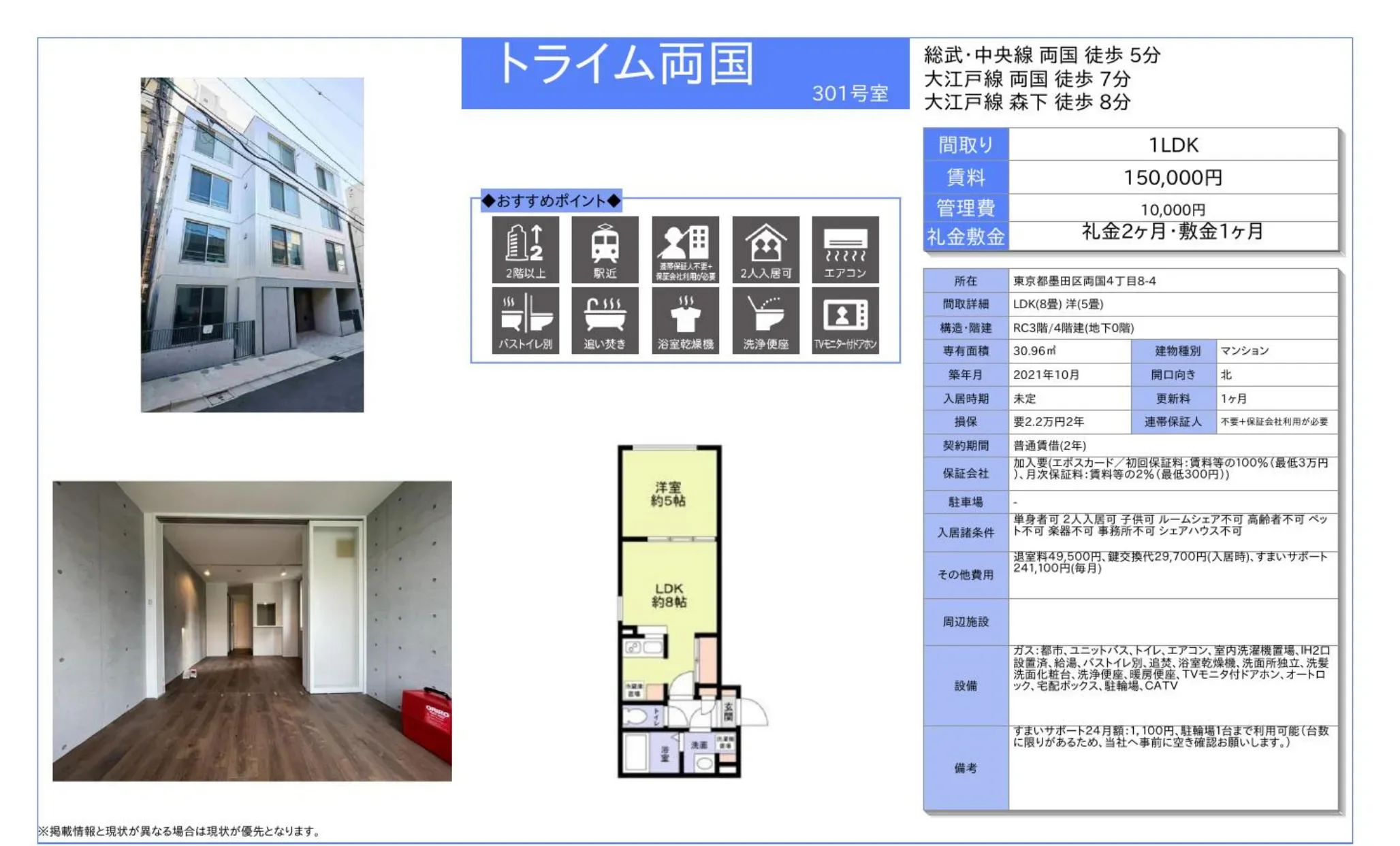 トライム両国 301号 0