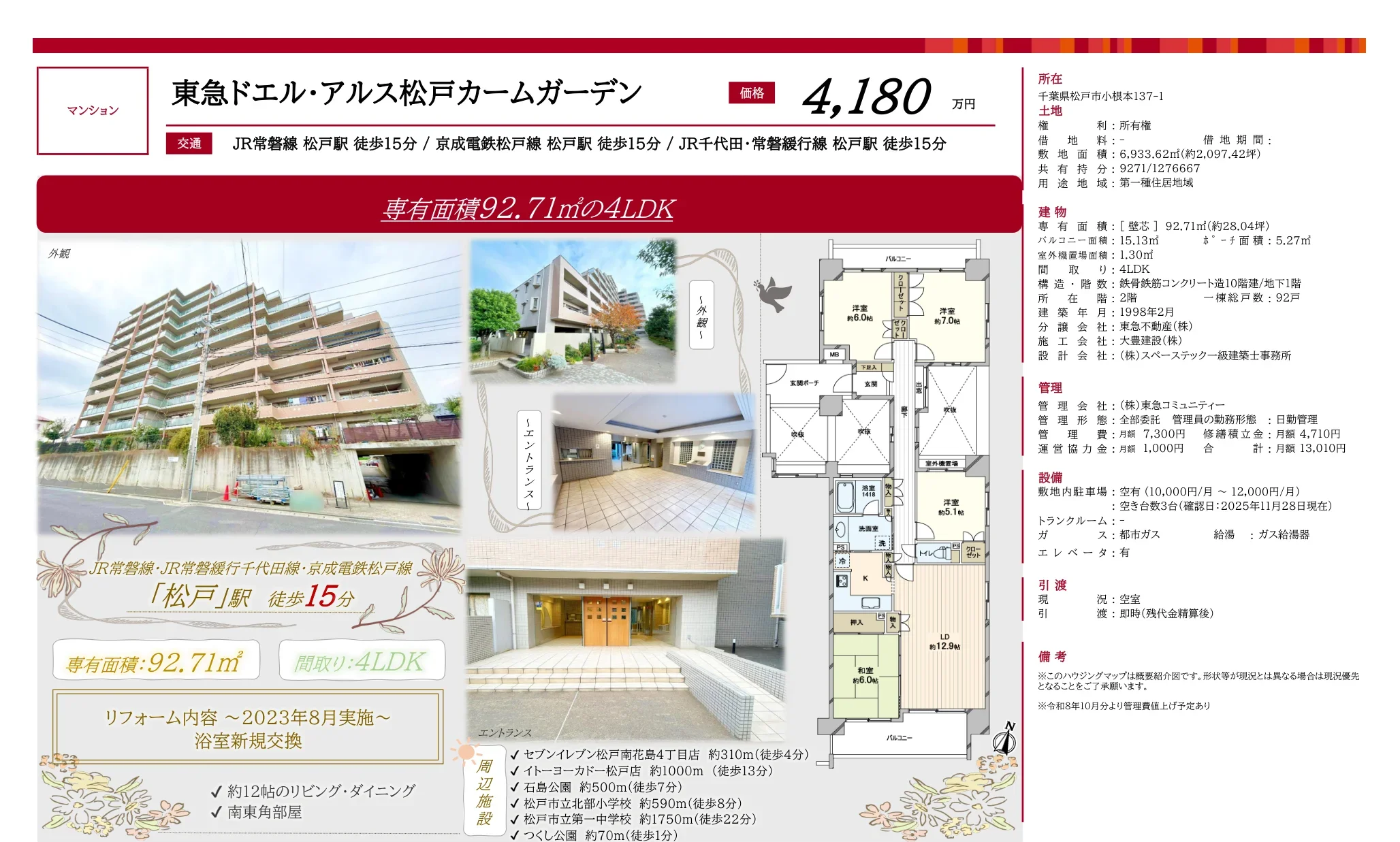 東急ドエルアルス松戸カームガーデン 0