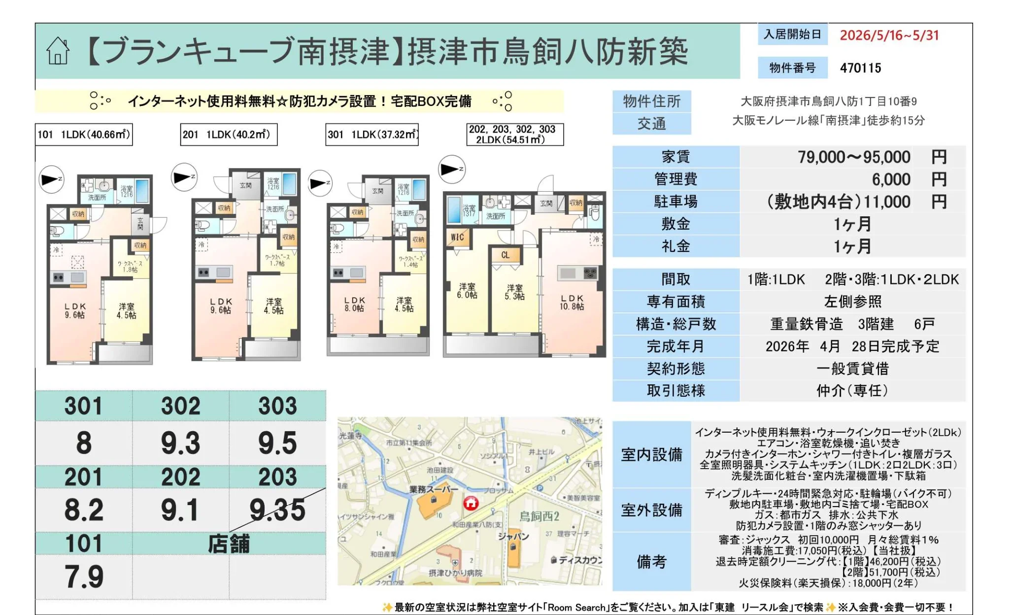 ブランキューブ南摂津 301 0
