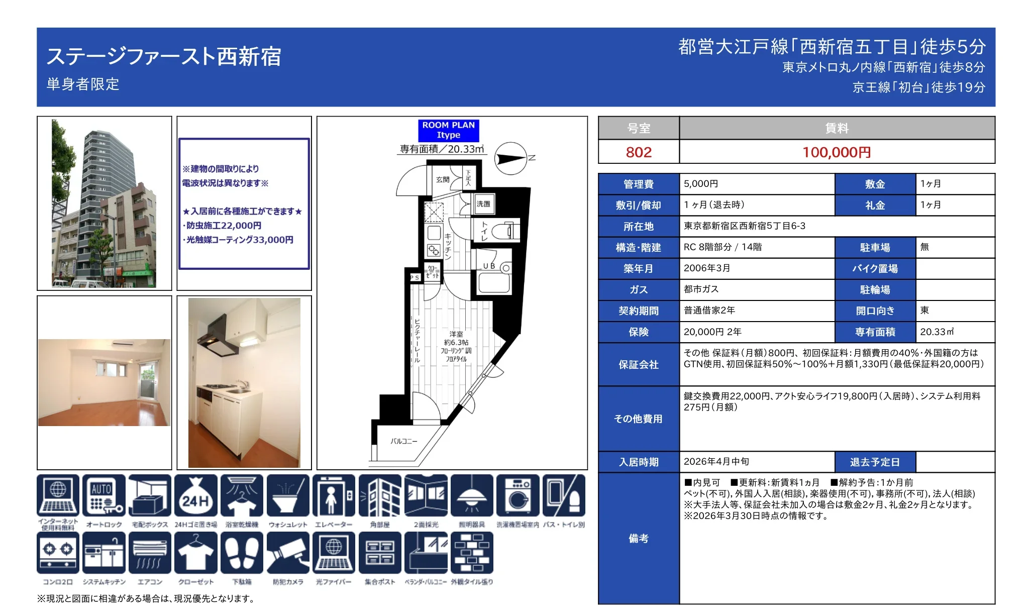 ステージファースト西新宿 802号 0