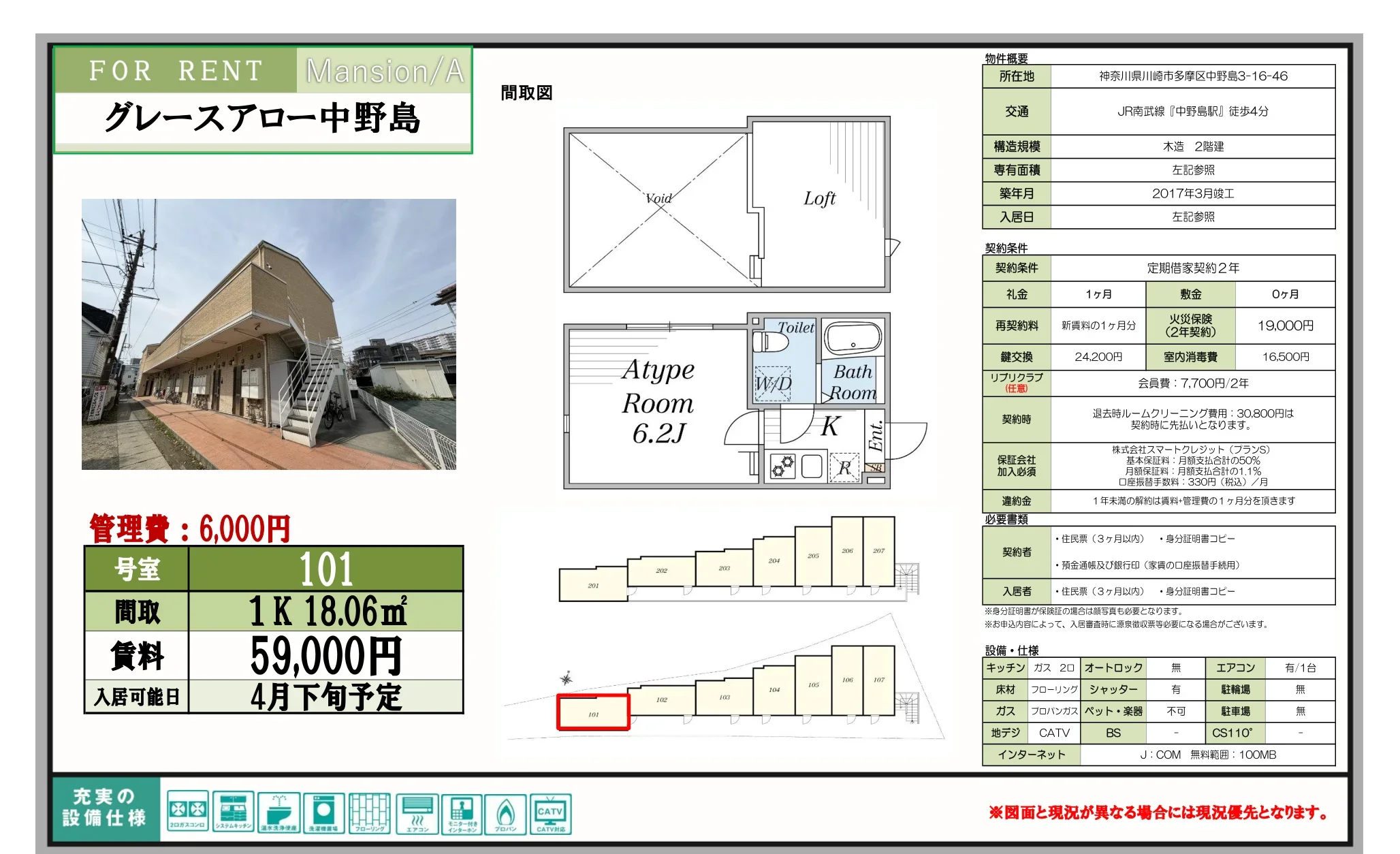 グレースアロー中野島 101号 0