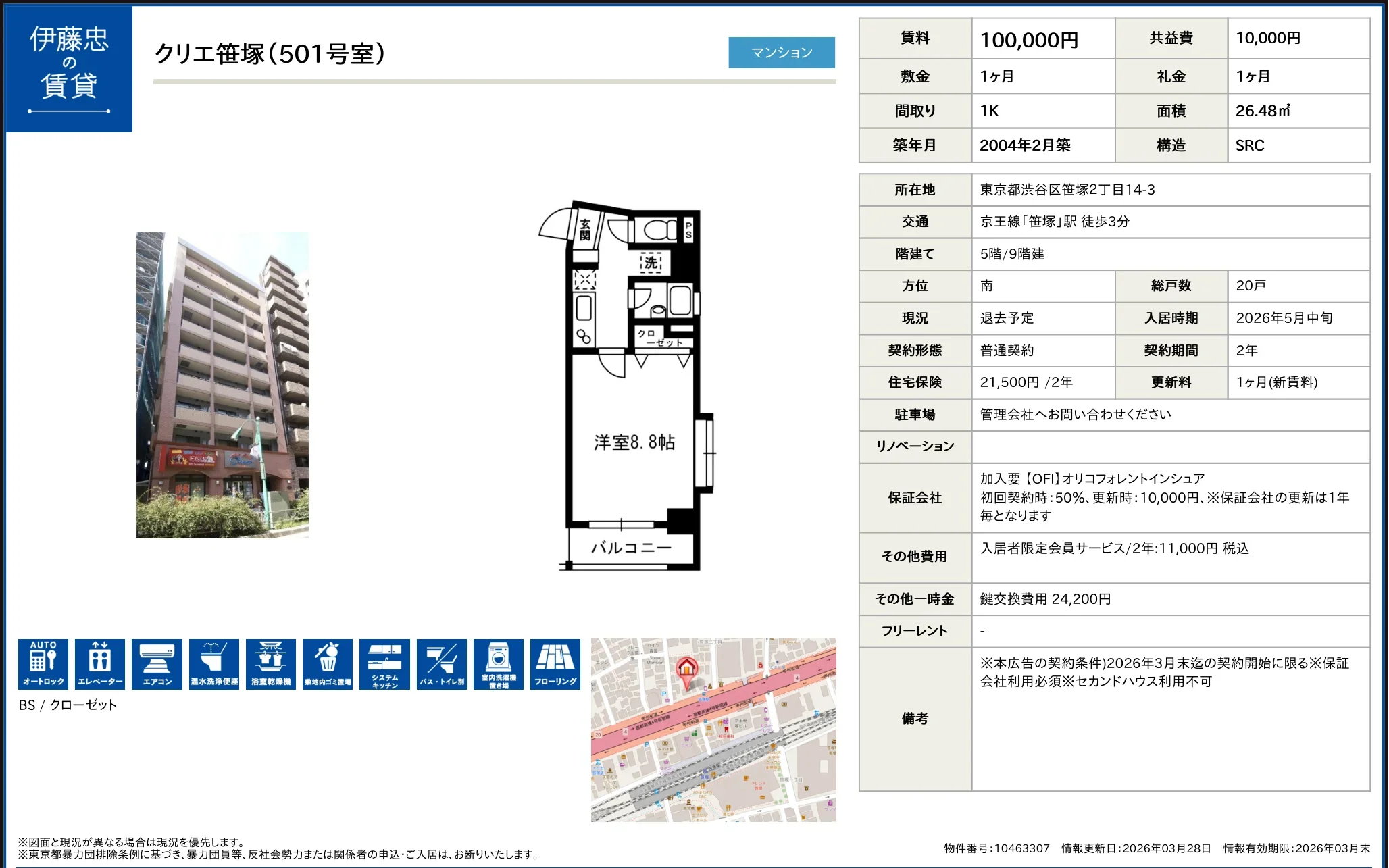 クリエ笹塚(501号室) 501号 0