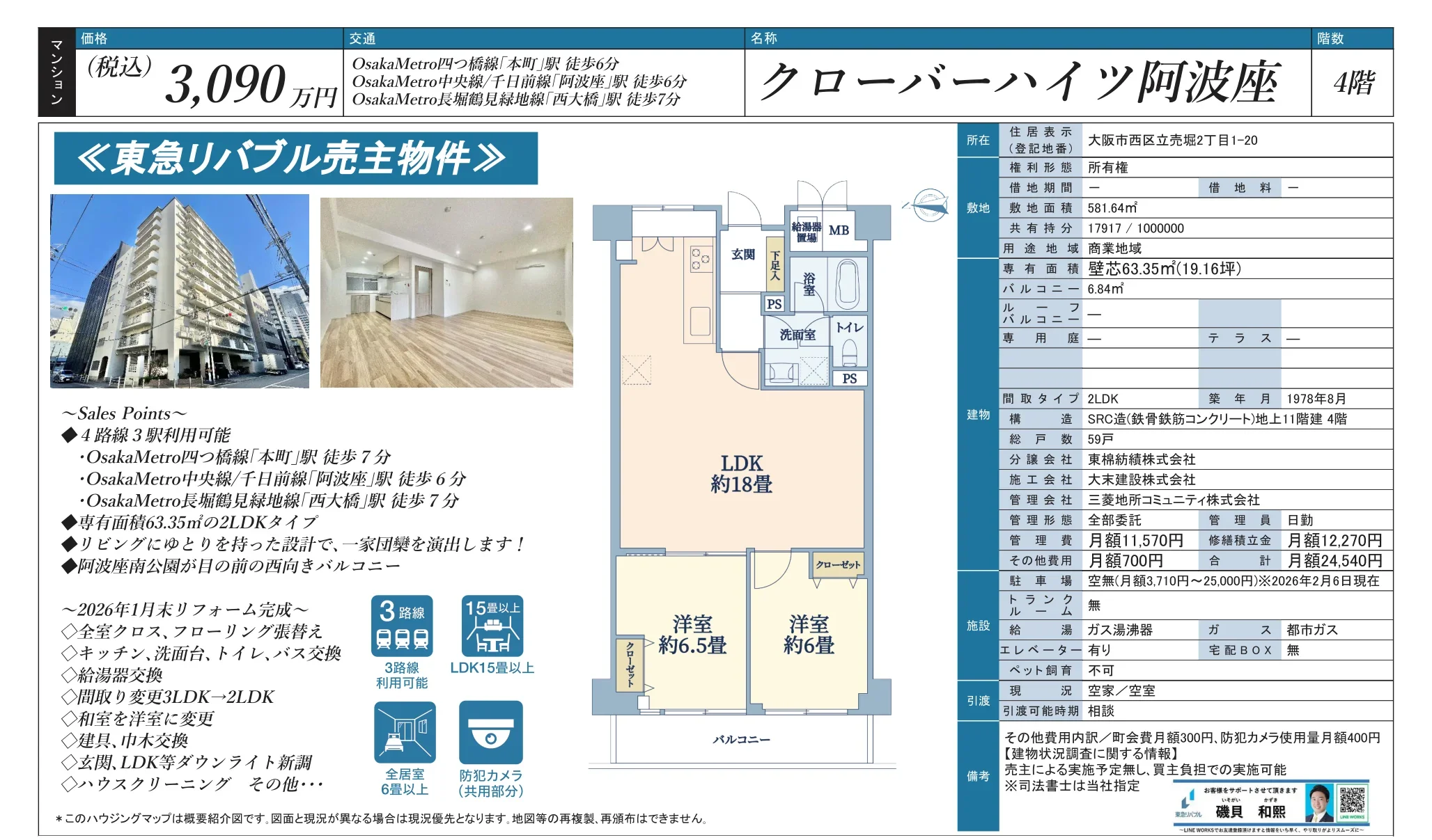 クローバーハイツ阿波座 4号 0