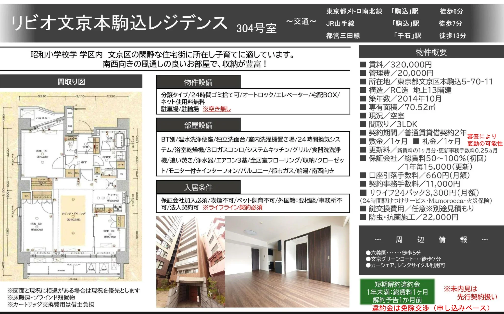 リビオ文京本駒込レジデンス 304号 0