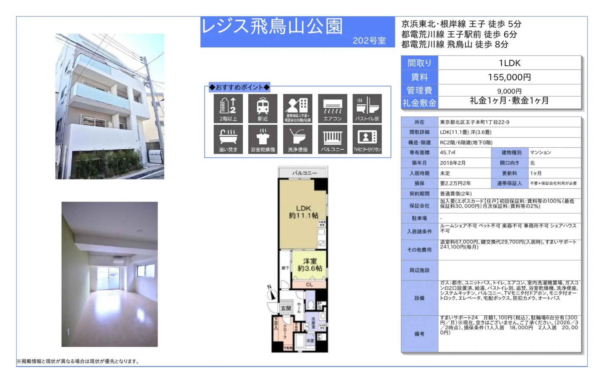 レジス飛鳥山公園 202号 0