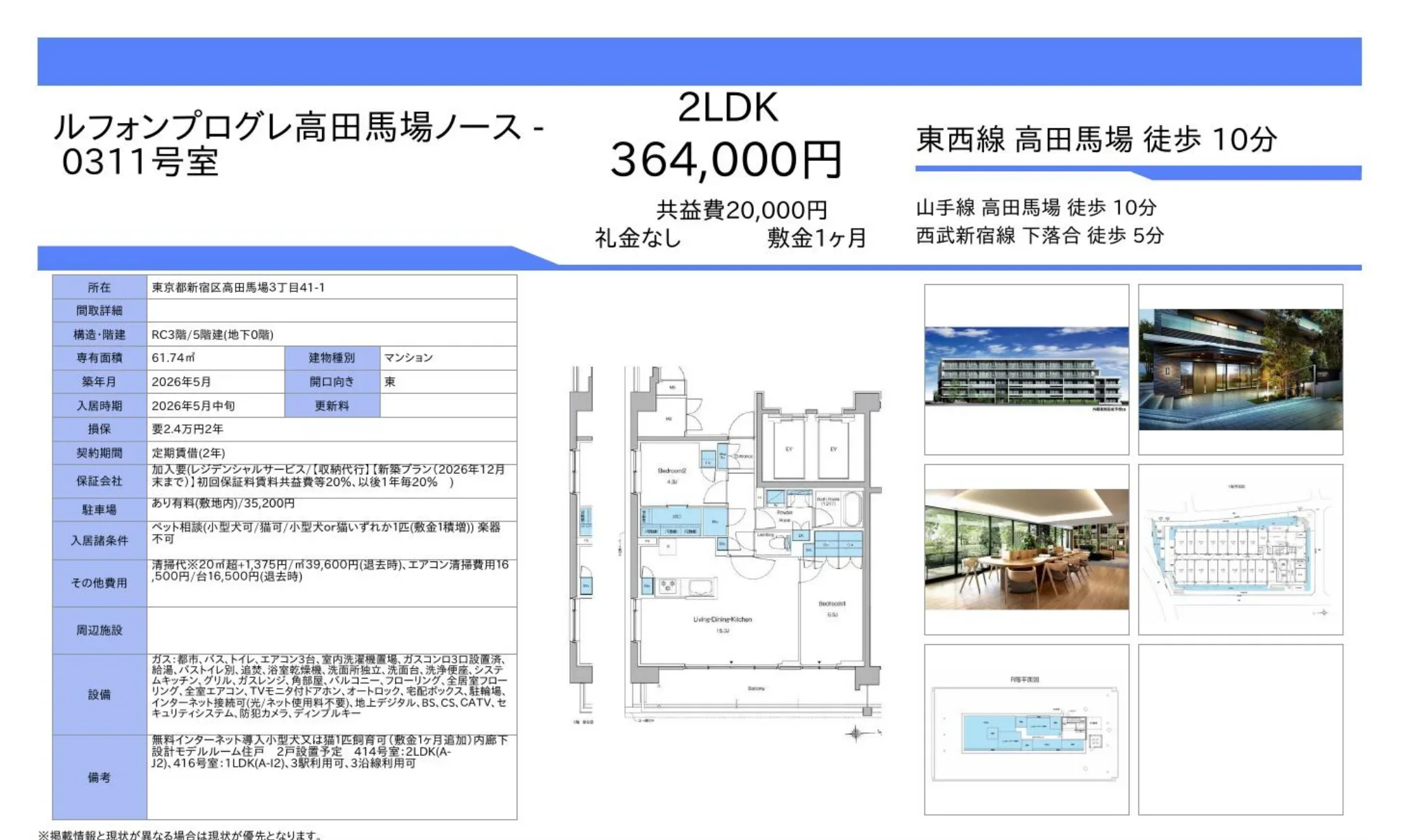 ルフォンプログレ高田馬場ノース 0311号 0