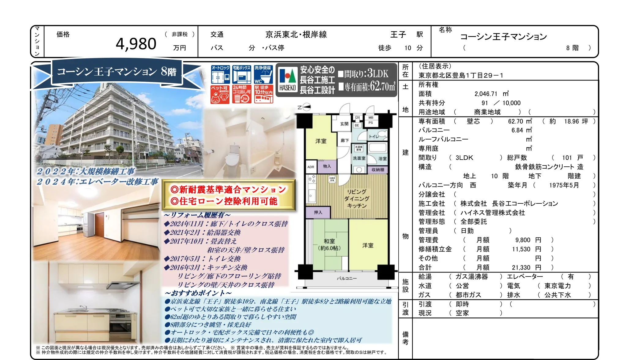 コーシン王子マンション 8号 0