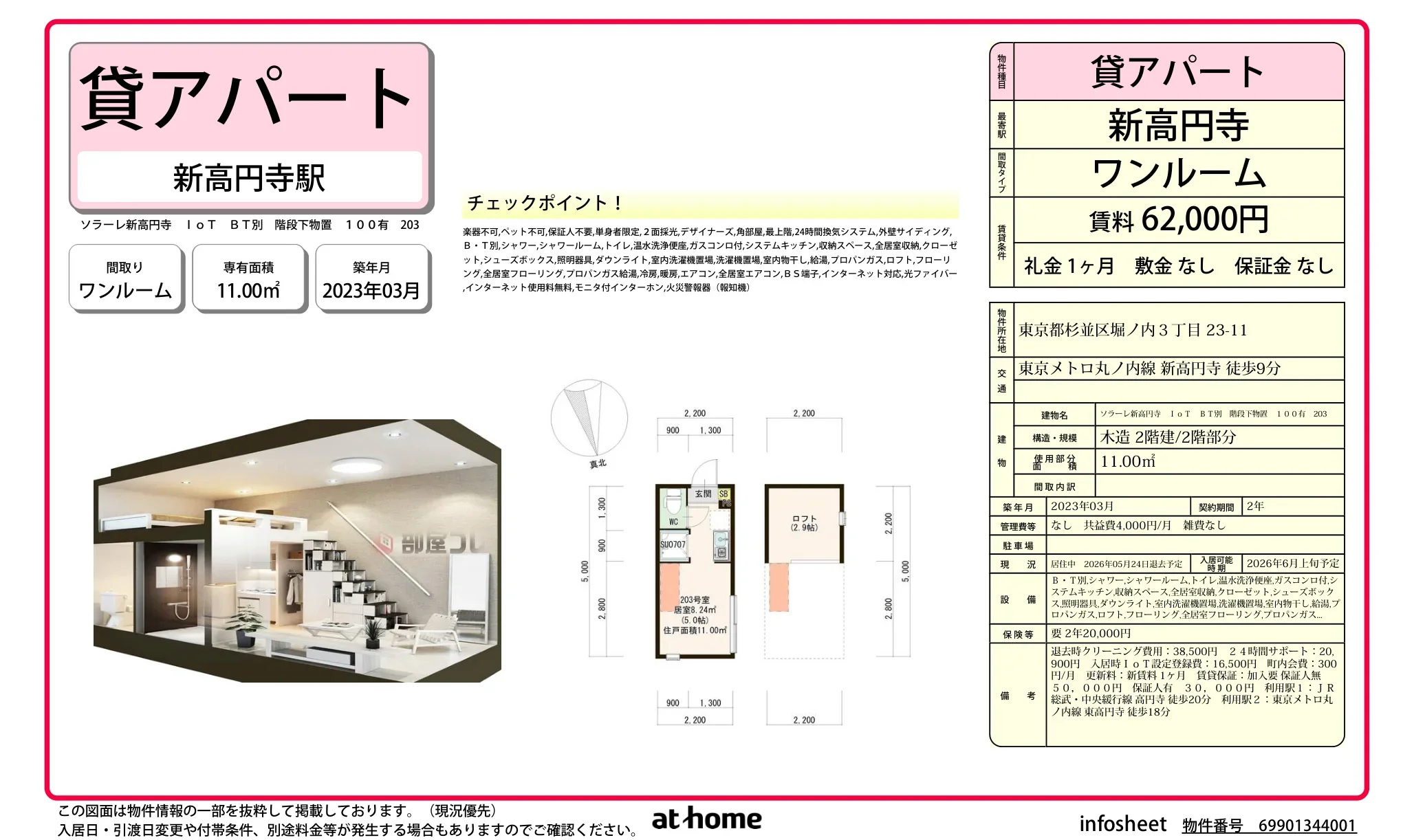 ソラーレ新高円寺　ＩｏＴ　ＢＴ別　階段下物置　１００有 0