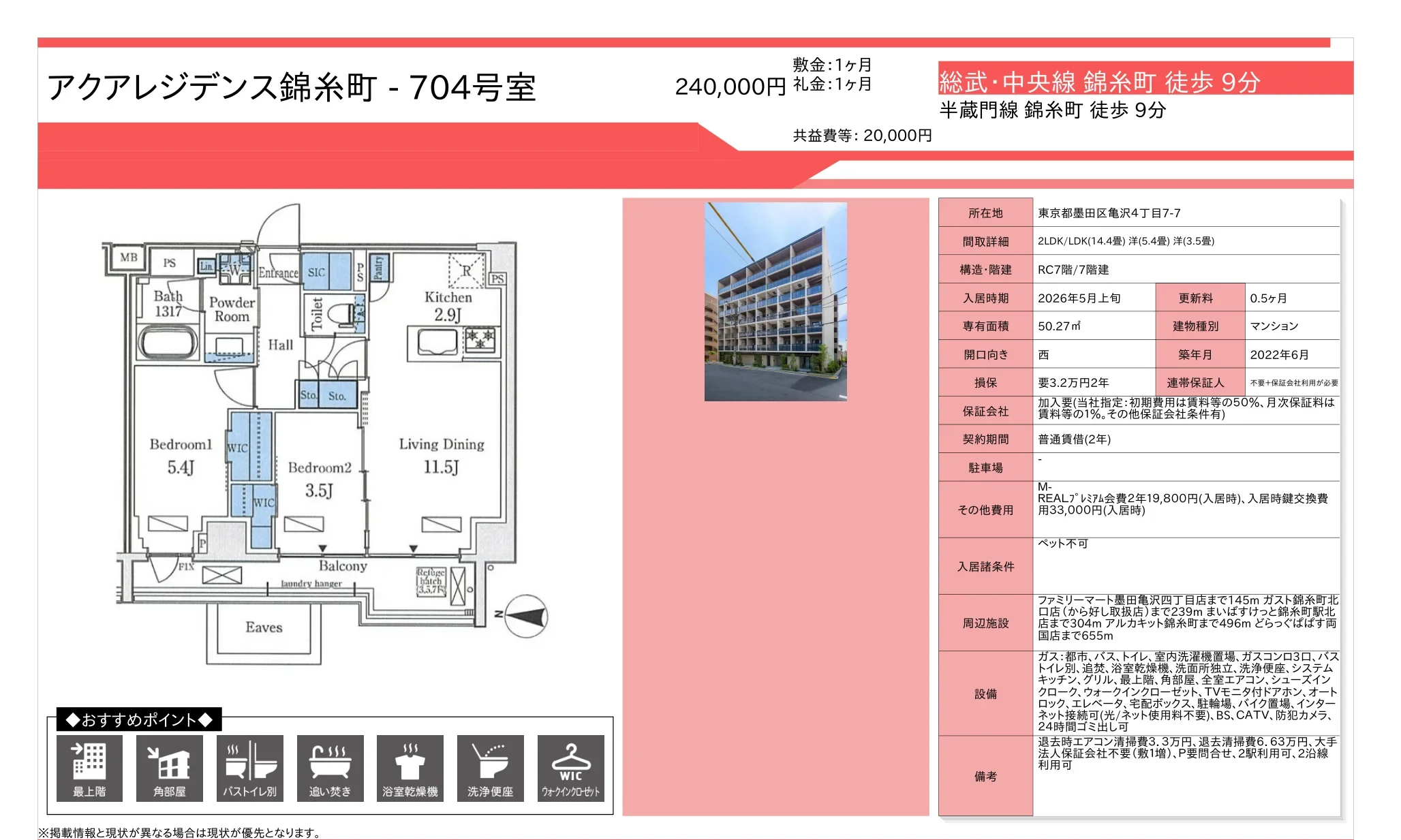 アクアレジデンス錦糸町 704号 0