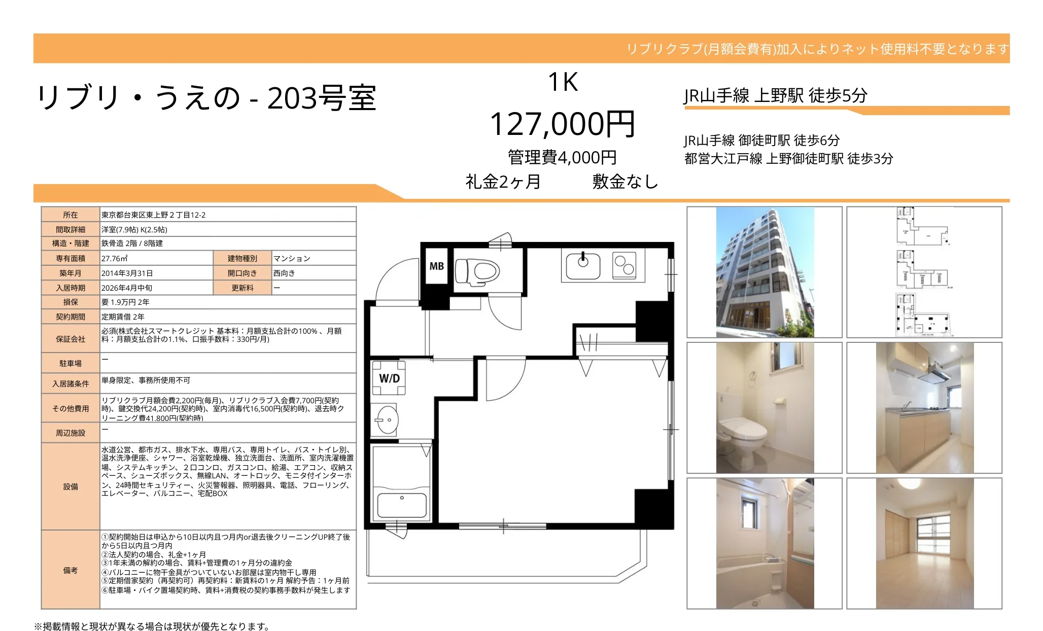 リブリうえの 203号 0
