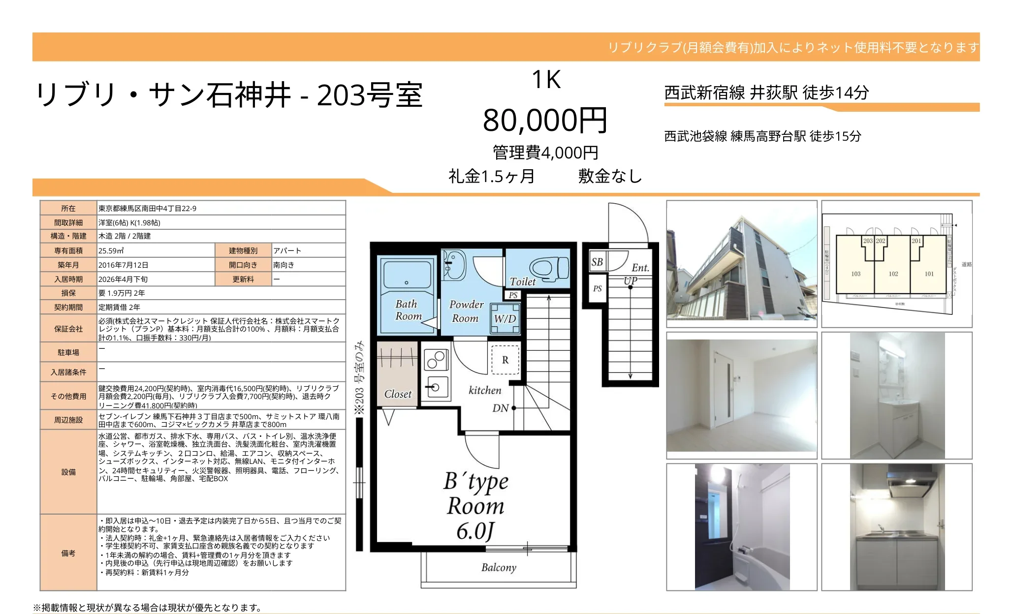 リブリ・サン石神井 203 0