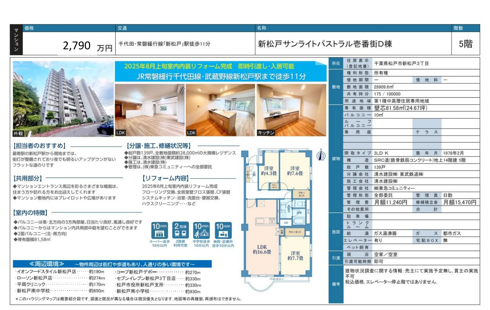 新松戸サンライトパストラル壱番街D棟 5階 0