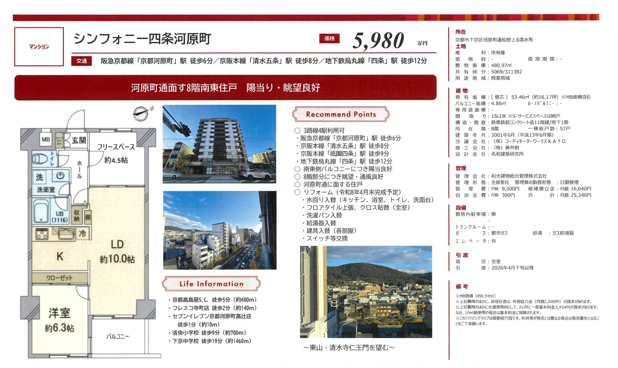 シンフォニー四条河原町 8号 0