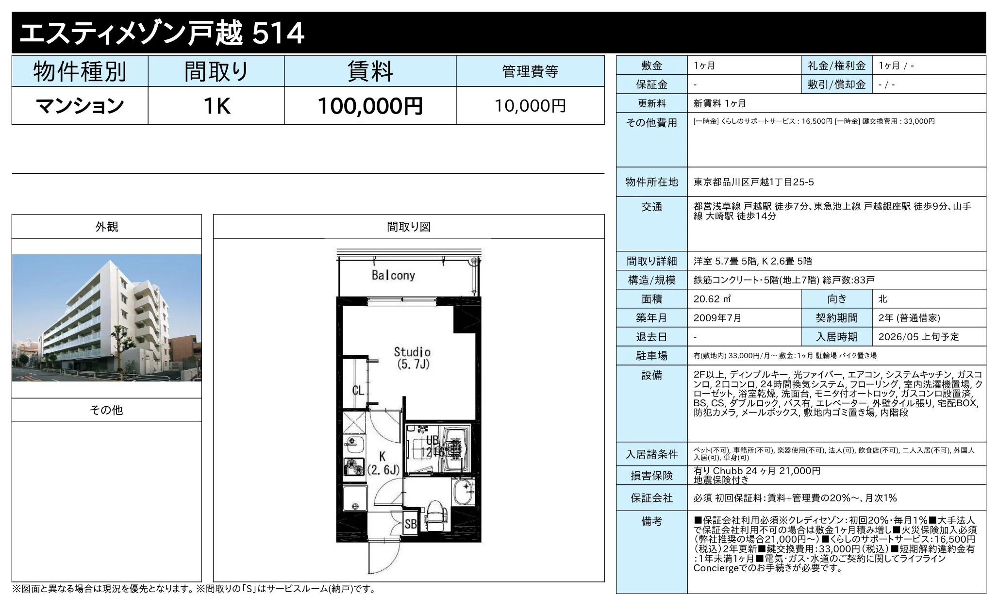 エスティメゾン戸越 514 0