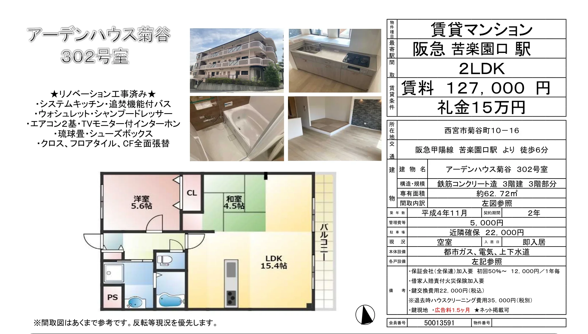 アーデンハウス菊谷 302号室 302号 0