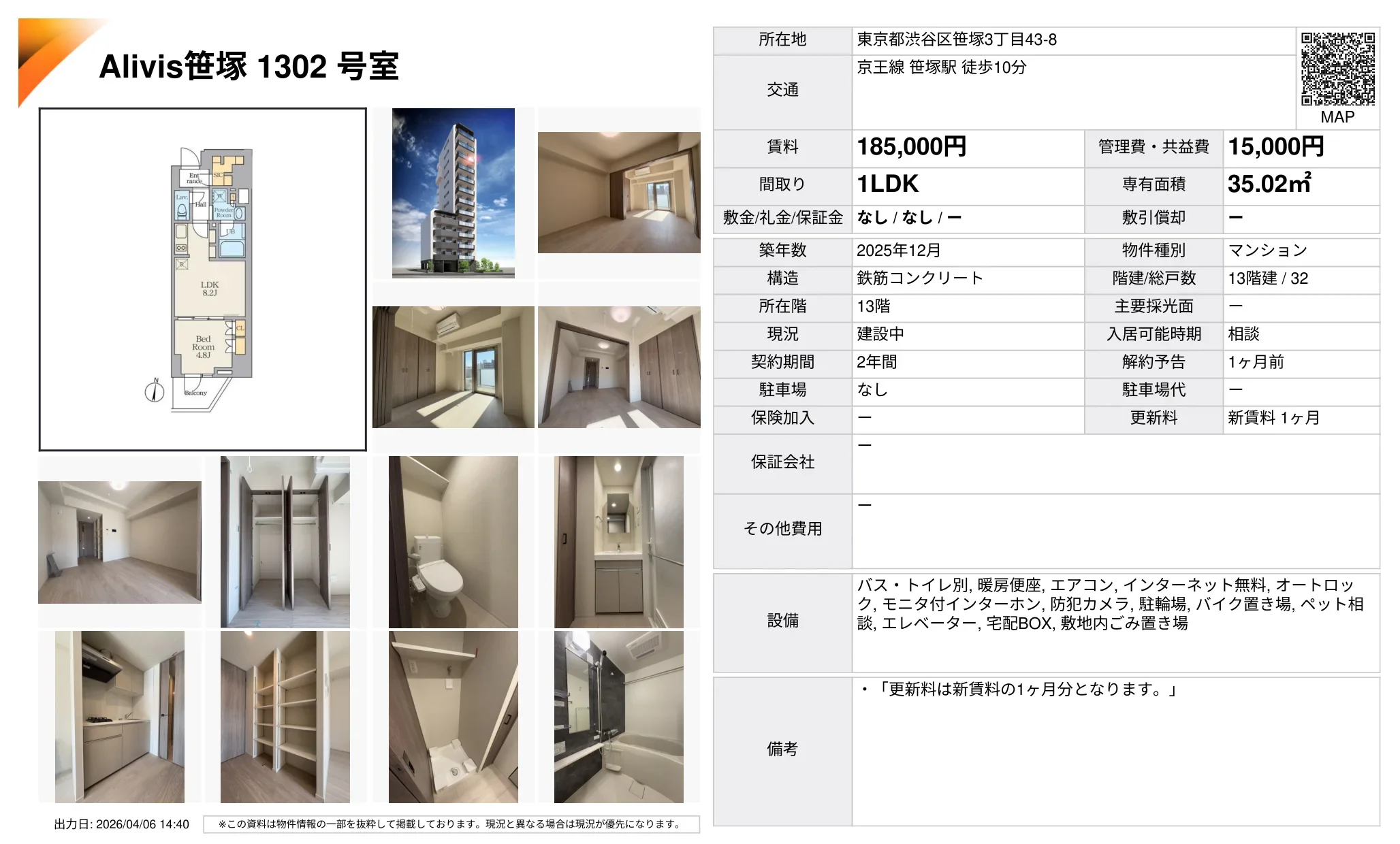 Alivis笹塚 1302号室 1302号 0