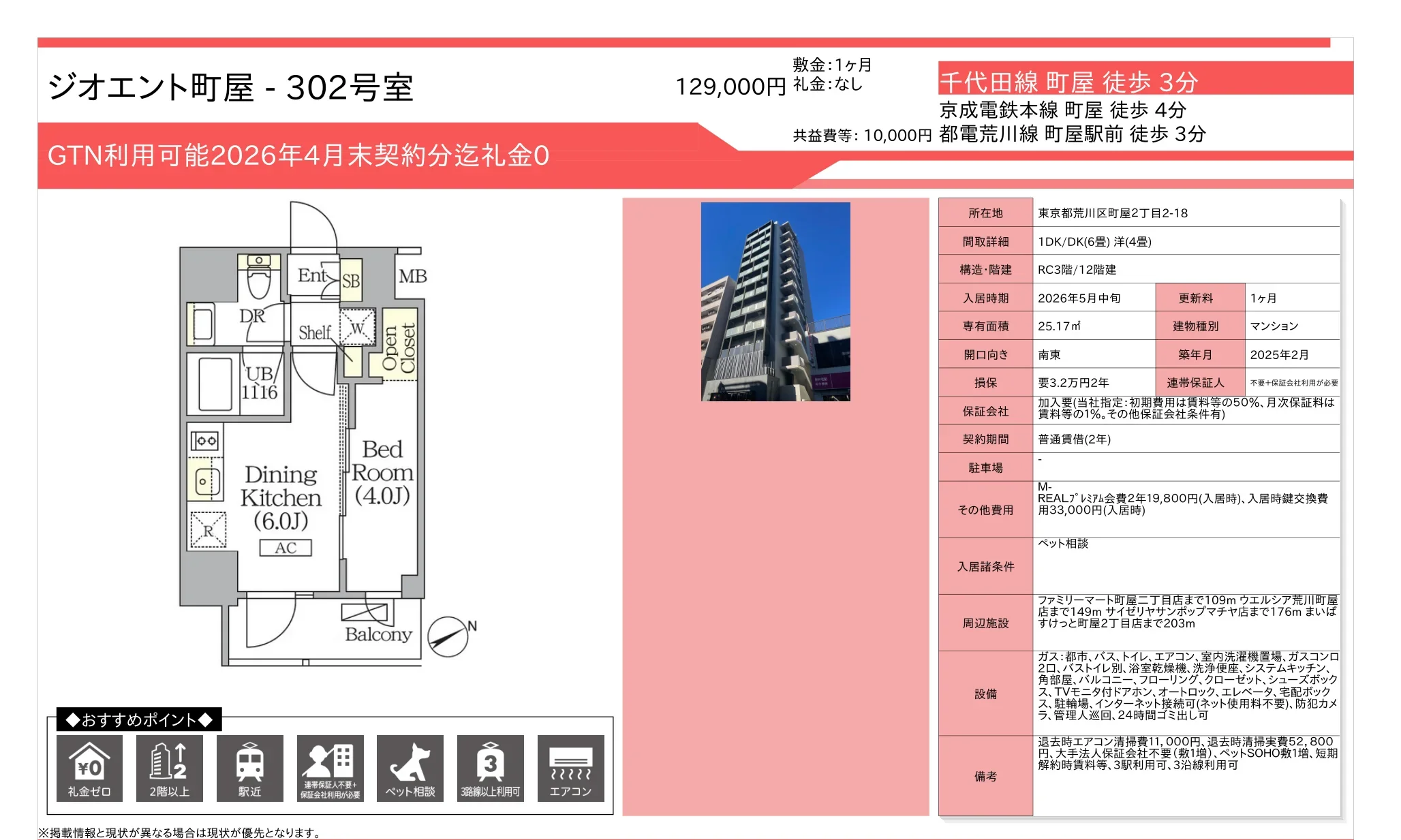 ジオエント町屋 302号 0