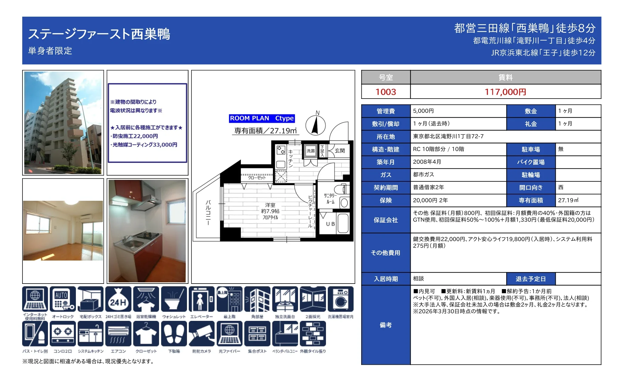 ステージファースト西巣鴨 1003号 0