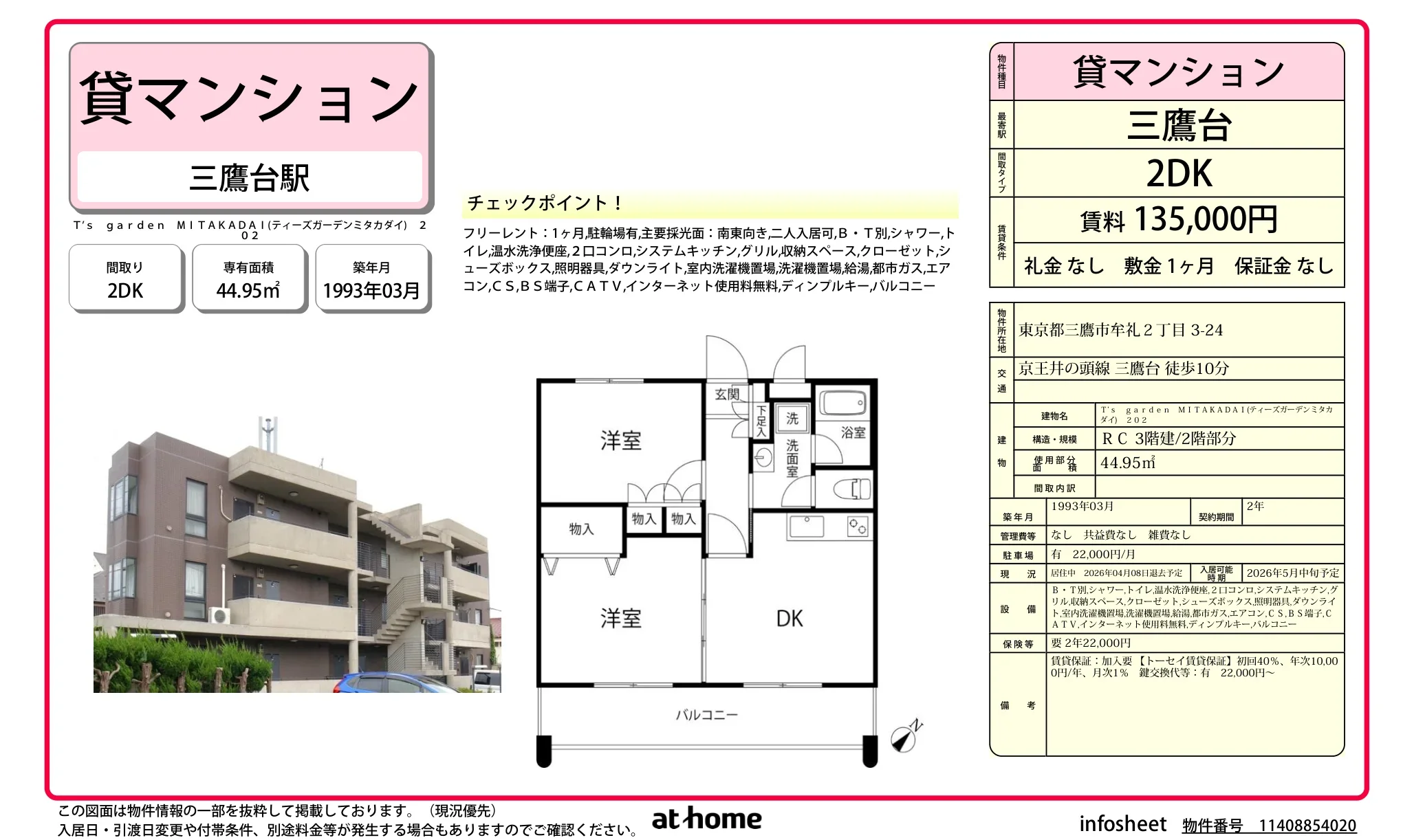 T's garden MITAKADAI (ティーズガーデンミタカダイ) 202号 0