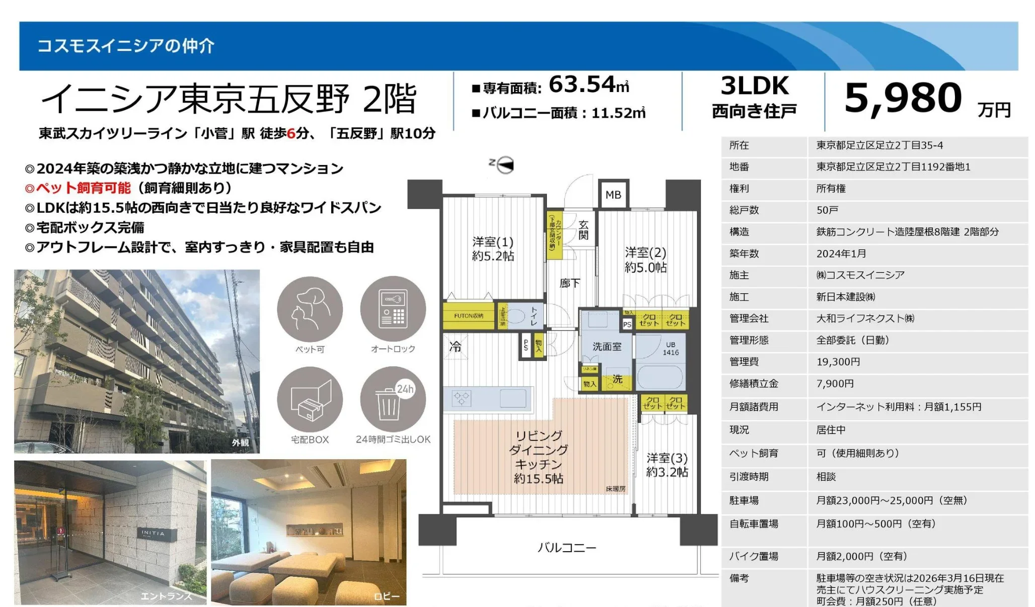 イニシア東京五反野 2階 0