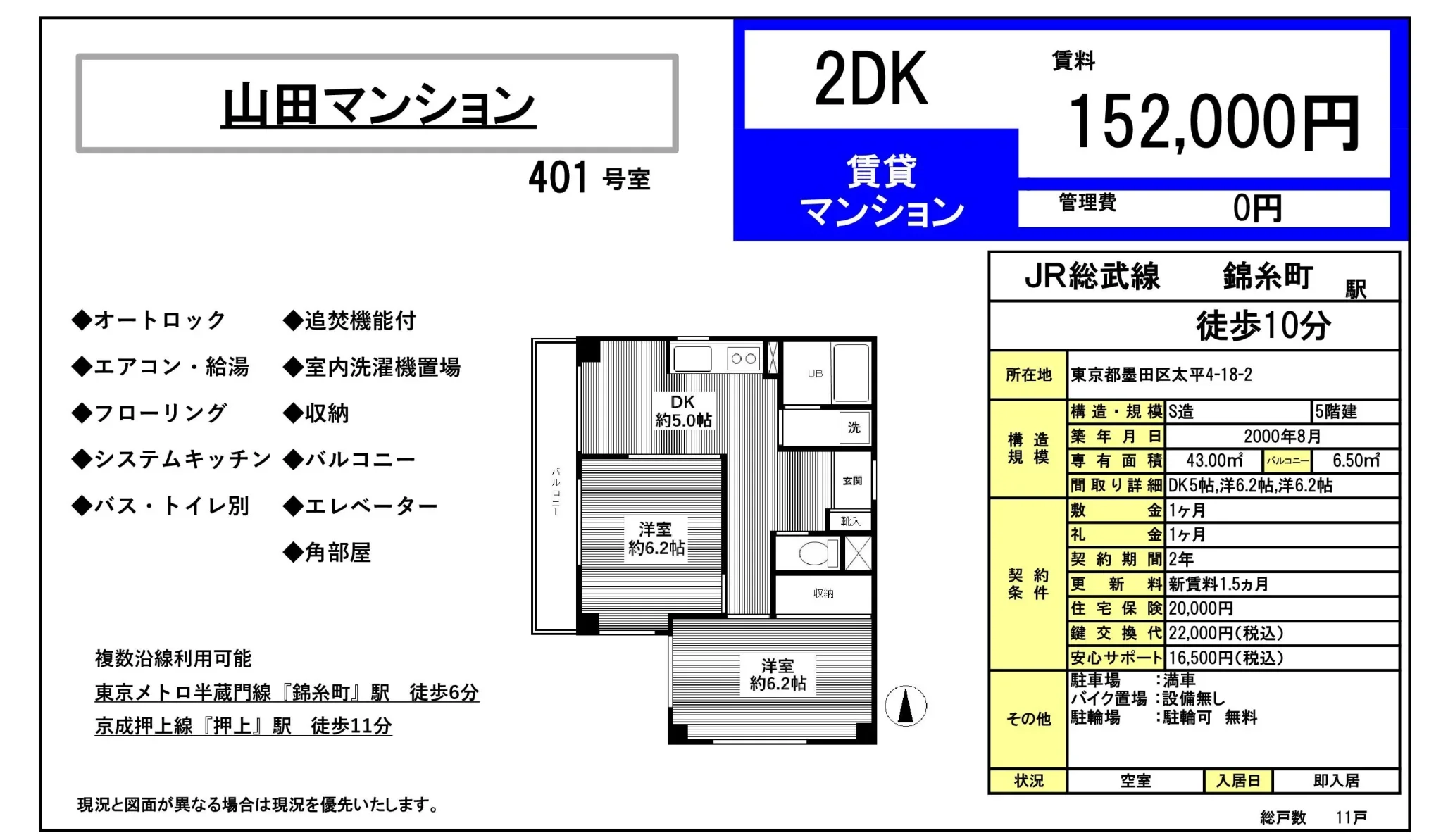 山田マンション 401号 0