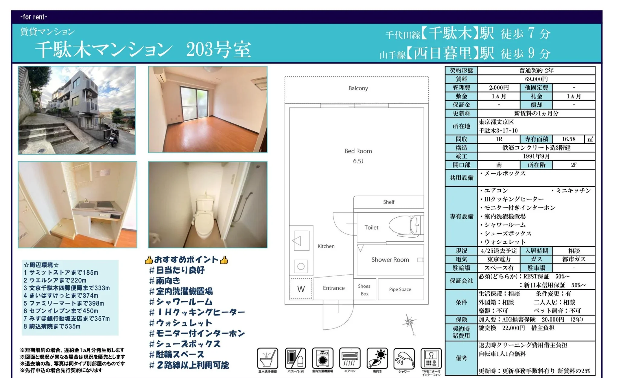 千駄木マンション 203号 0